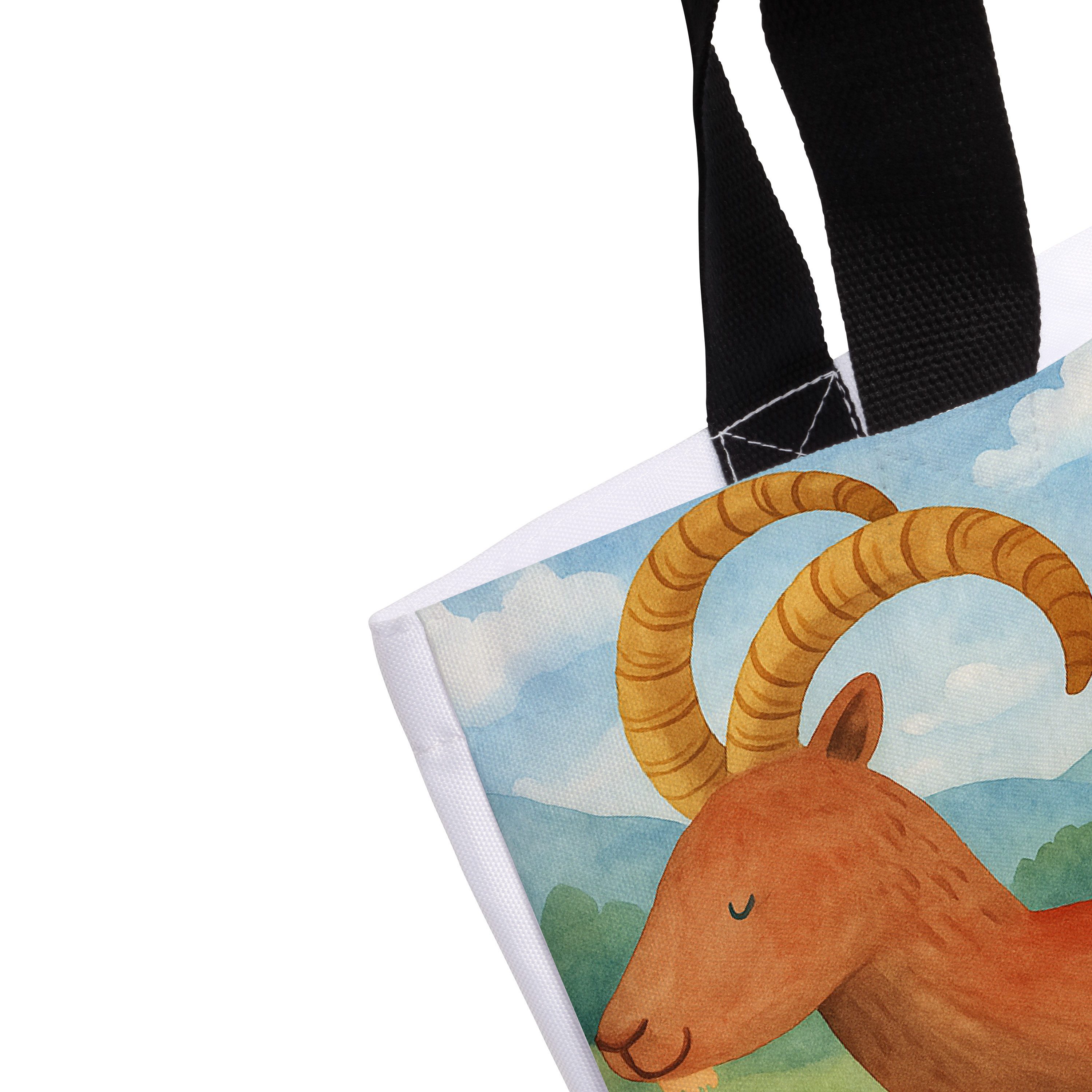 Mr. & Mrs. Panda Shopper Sternzeichen Steinbock Design, Tote Bag, Weiß, Strandtasche, Tasche, (Packung), Beutel Reisetasche Tote Bag