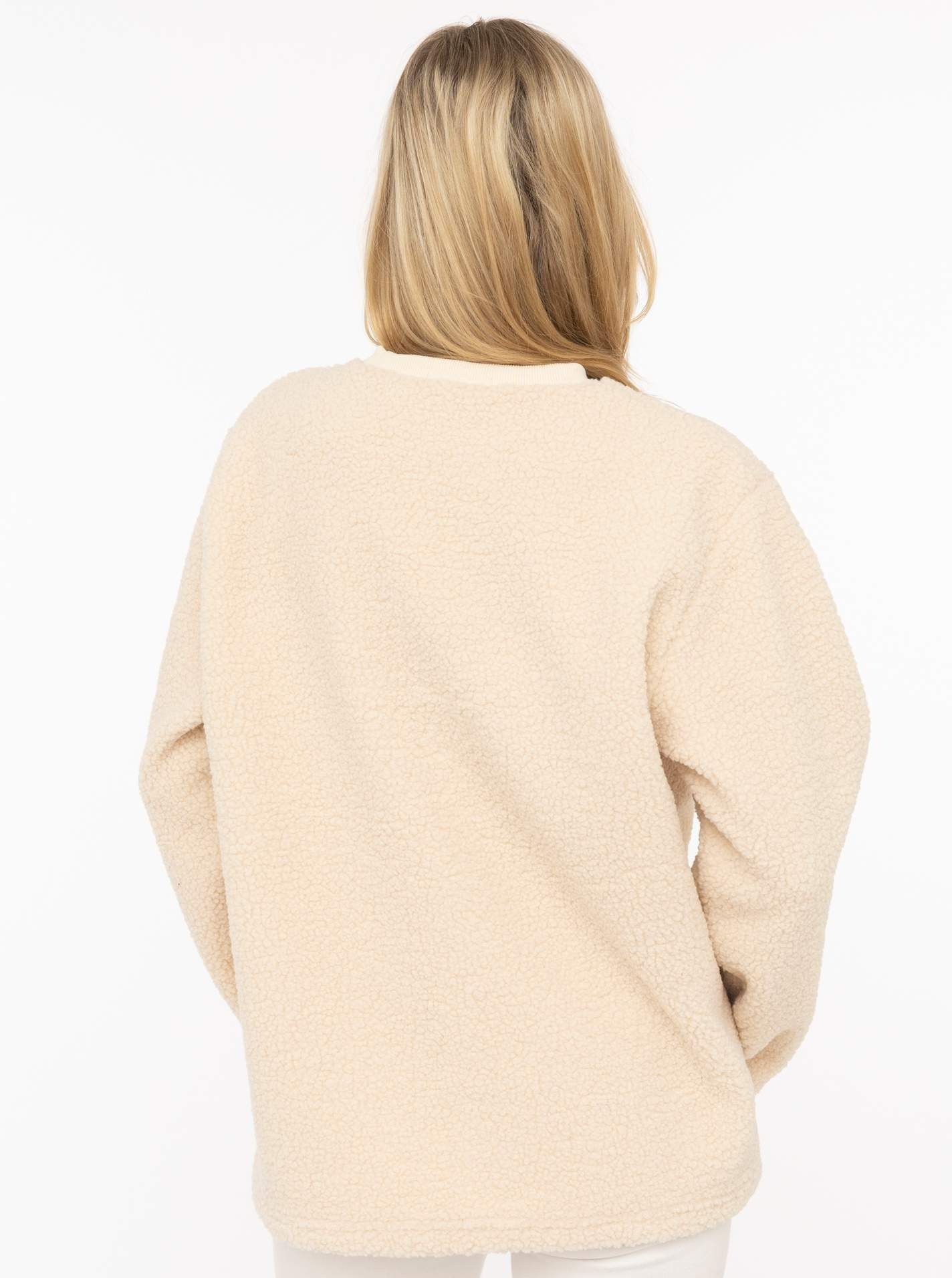 Zwillingsherz Sweatshirt "Good Vibes" Teddy Sweater, Prägung auf Vorderseite, Rundhals, Ärmelbündchen – Bild 3 von 5