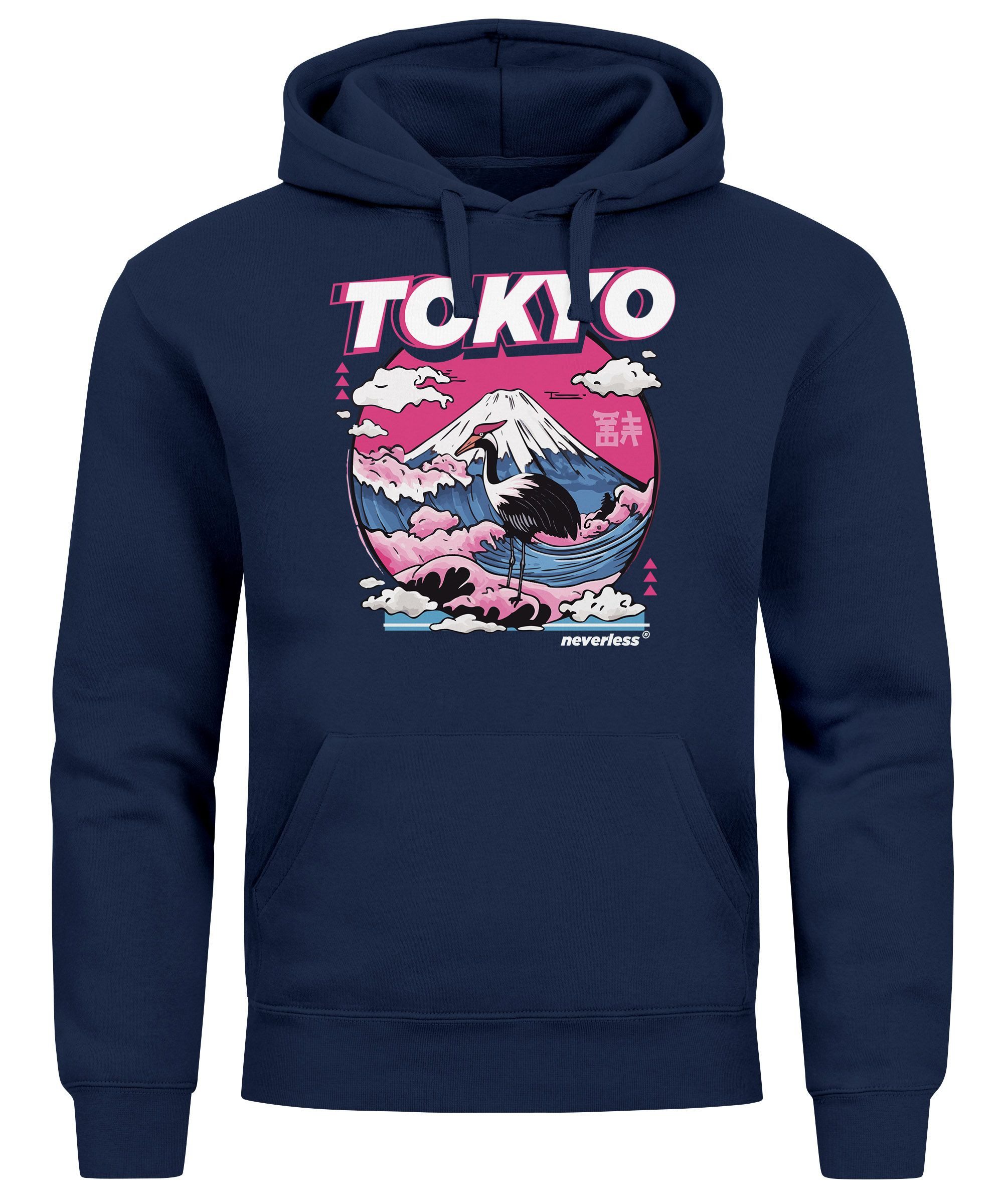Hoodie Hoodie Herren Print Tokyo Japan Fuji Frontprint Grafik Japanische
