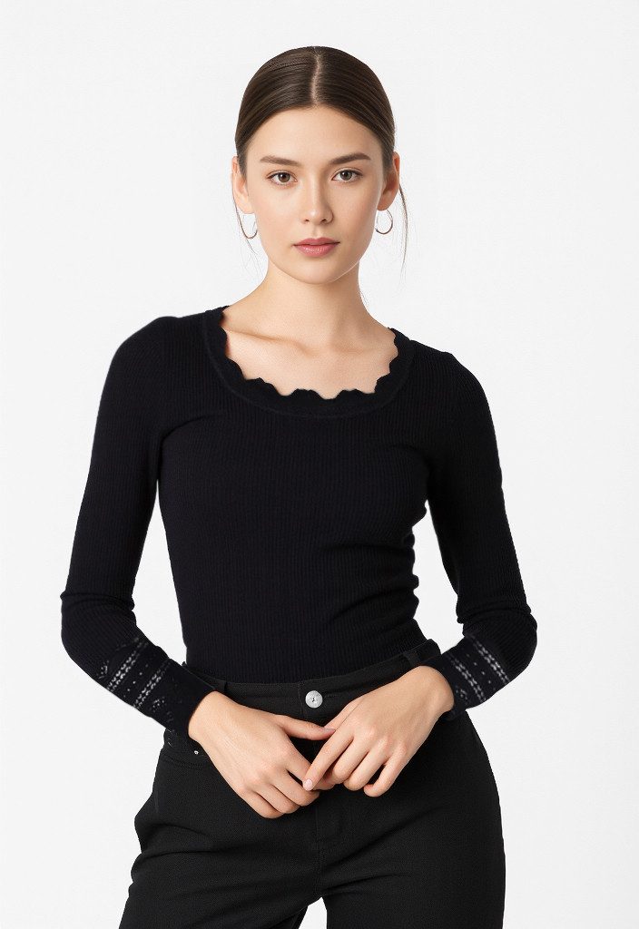 rosemunde Langarmshirt Benita Silk Blouse Vintage-Spitzenbesatz günstig online kaufen