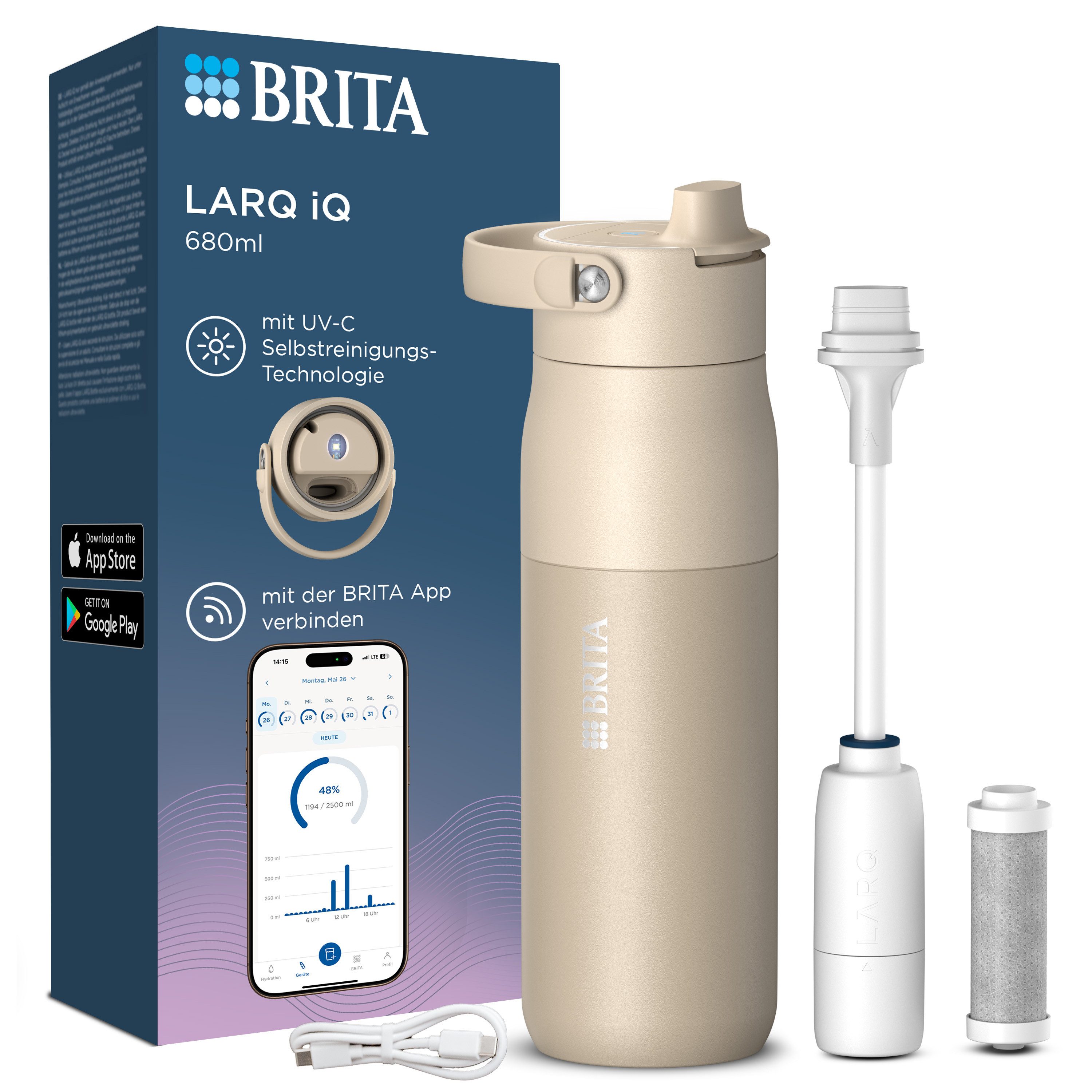 BRITA Trinkflasche BRITA LARQ iQ, weiß