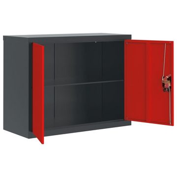 furnicato Aktenschrank Anthrazit und Rot 90x40x70 cm Stahl