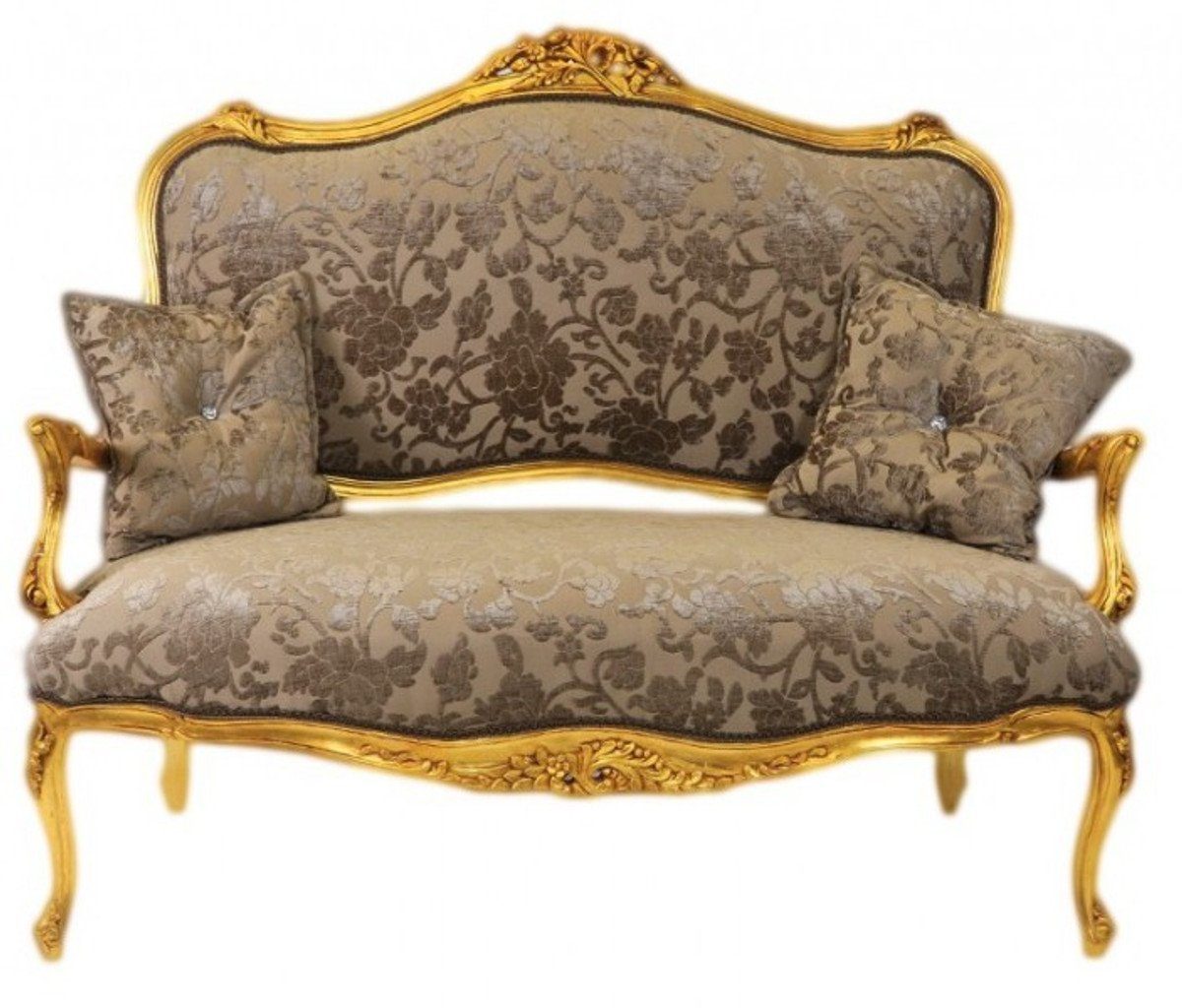 Barock Muster Grau-Khaki - Barock - italienischer Sofa Möbel Sofa Casa Gold Padrino / Stil