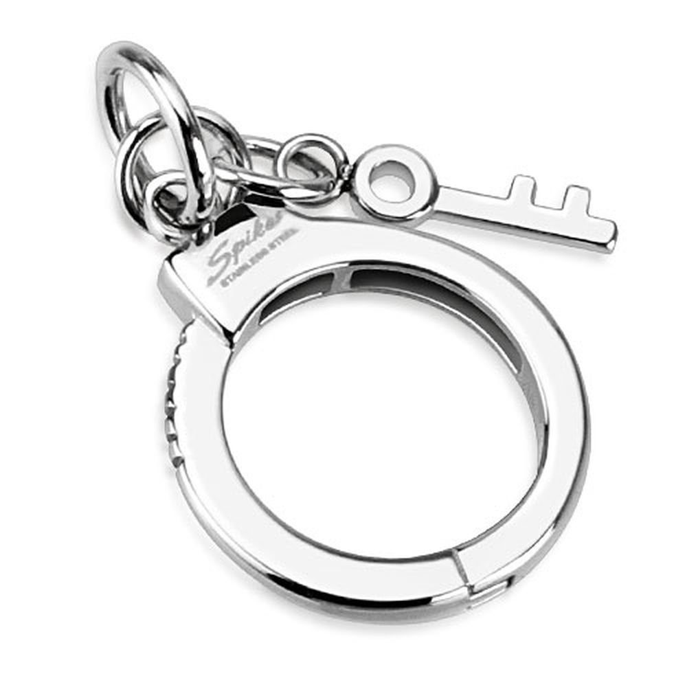 BUNGSA Anhänger Set Silber Edelstahl Halsketten Unisex aus Anhänger Handschellen Pendant Schlüssel (1-tlg), mit