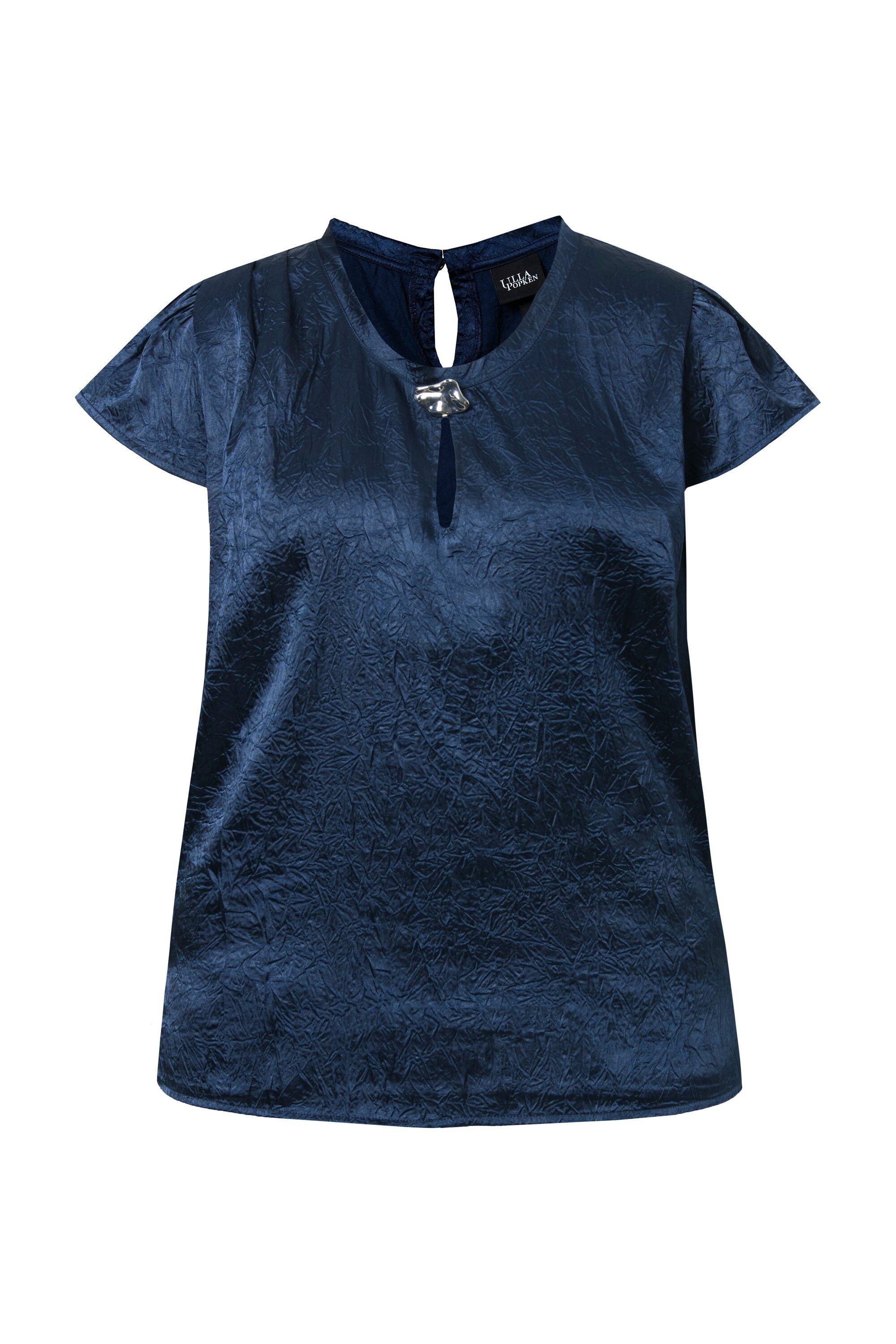 Ulla Popken Spitzenbluse Blusentop A-Linie Brosche Rundhals Cup-Ärmel günstig online kaufen