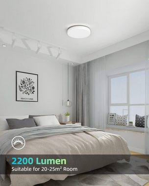 ZMH LED Deckenleuchte 24W 2200LM 2700K Warmweiß Deckenlampe IP54 Panel Badezimmer, LED fest integriert, 5000k, IP54 Wasserfest, Rund Badlampe, Ø275mm