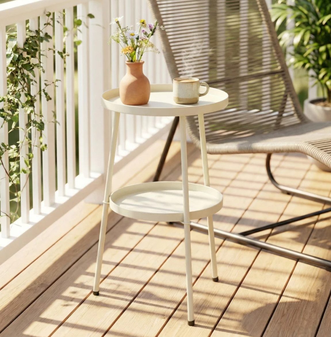 XDeer Beistelltisch Beistelltisch Ø36 cm, Balkontisch, Esstisch Outdoor, Rund, Rund Terrassentisch für Garten Terrasse Balkon