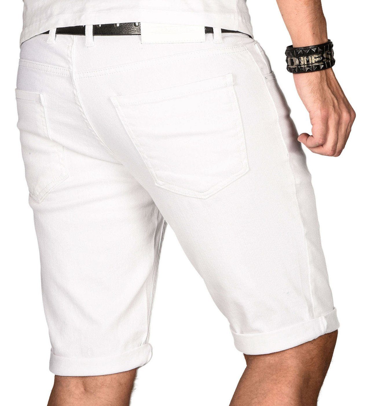 Alessandro Salvarini Shorts Herren Jeans – Used Look Stretch Denim Sommer Moderne Shorts mit Waschung und hohem Tragekomfort
