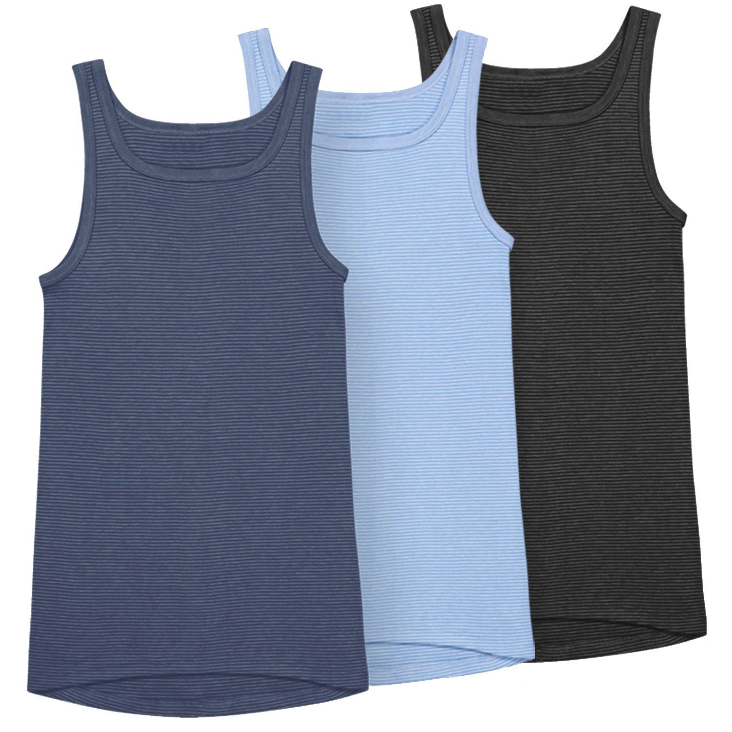 Ammann Unterhemd Jeans (Mehrpack, 3-St., 3 Stück) strapazierfähig und pflegeleicht im 3er Pack dunkelblau / hellblau / anthrazit