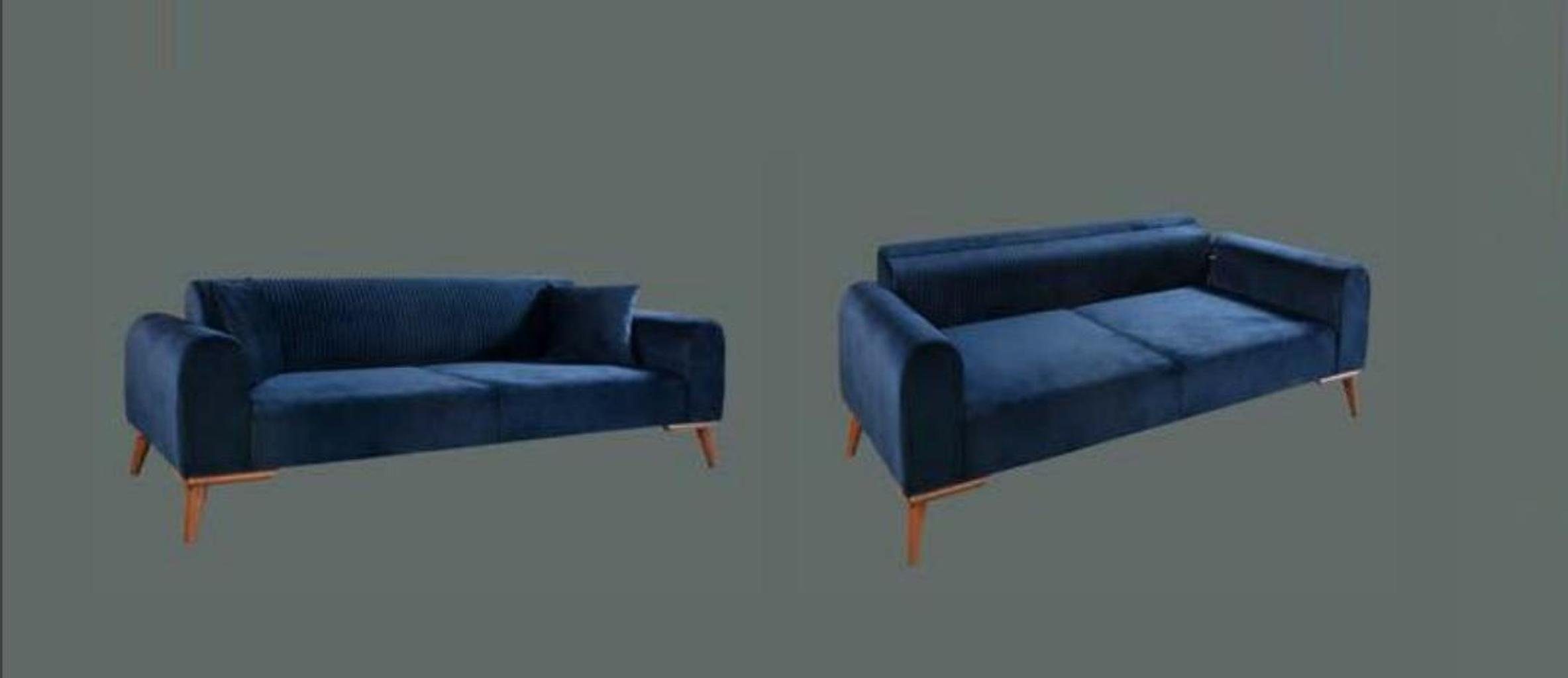 Europe Sofa, Couch Dreisitzer Couchen JVmoebel Sofa Blaue Made Samt in Wohnzimmer