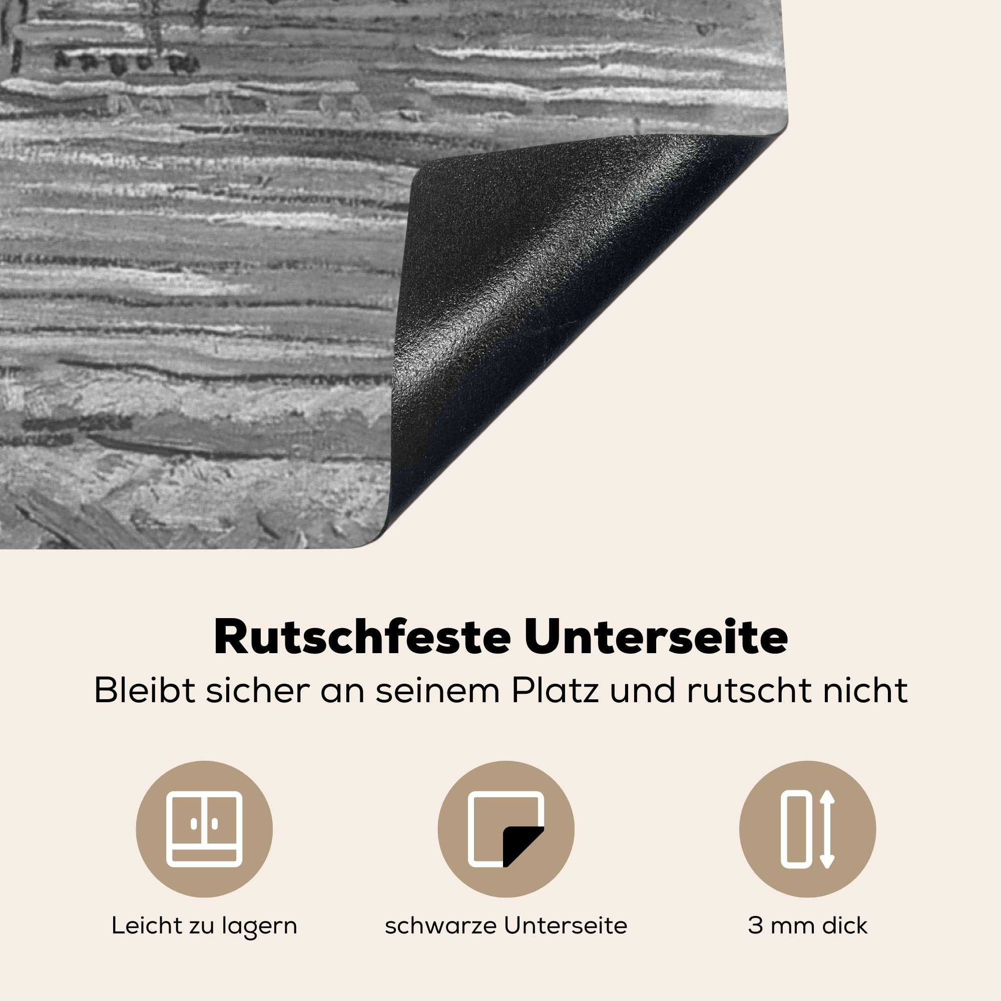 Weiß, Arbeitsplatte 78x78 für - Ceranfeldabdeckung, - Mandelblüte Vinyl, küche (1 Herdblende-/Abdeckplatte tlg), Vincent Gogh MuchoWow cm, - van Schwarz