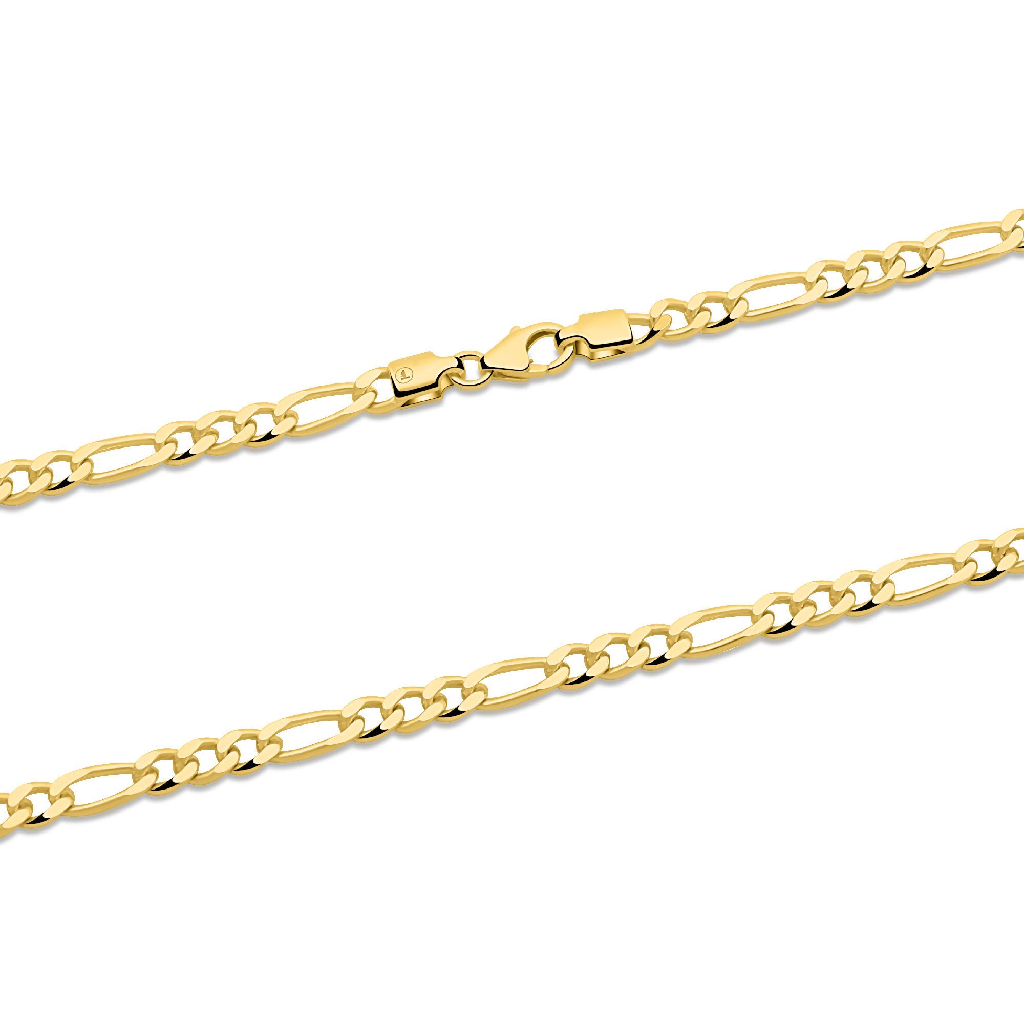 Tony Fein Kette ohne Anhänger Figarokette 3 mm 585er Vergoldet Massiv 45 cm, Made in Italy für Damen und Herren – Bild 3 von 5