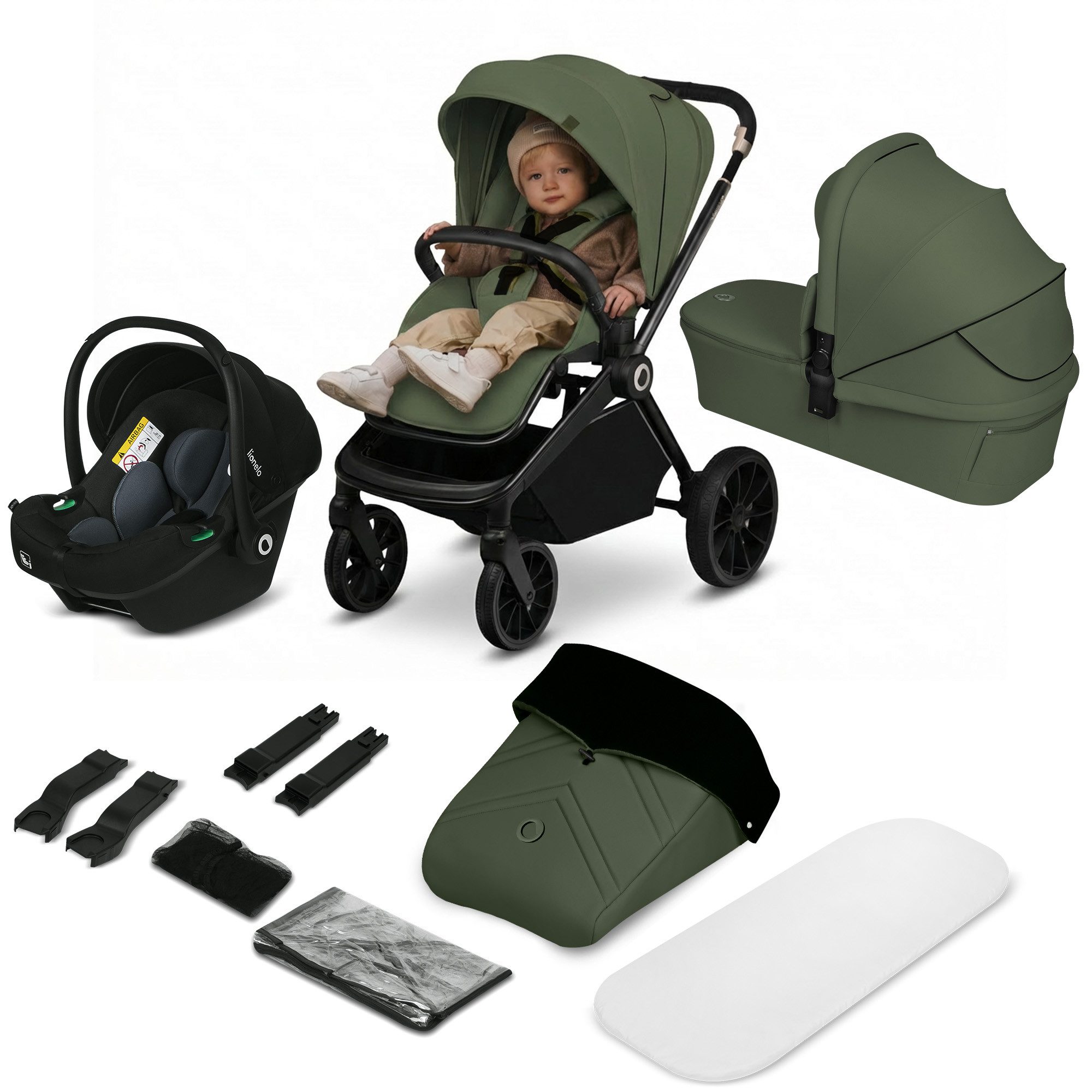 lionelo Kombi-Kinderwagen MIKA PLUS 3IN1, (Set), 3in1 Set mit Astrid i-size/XXL-Verdeck/Komfortable Dämpfung – Bild 4 von 5