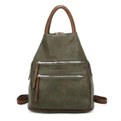 ITALYSHOP24 Rucksack Damen Freizeitrucksack Tasche Umhängetasche, CityRucksack Handtasche Backpack Tagesrucksack Daypack