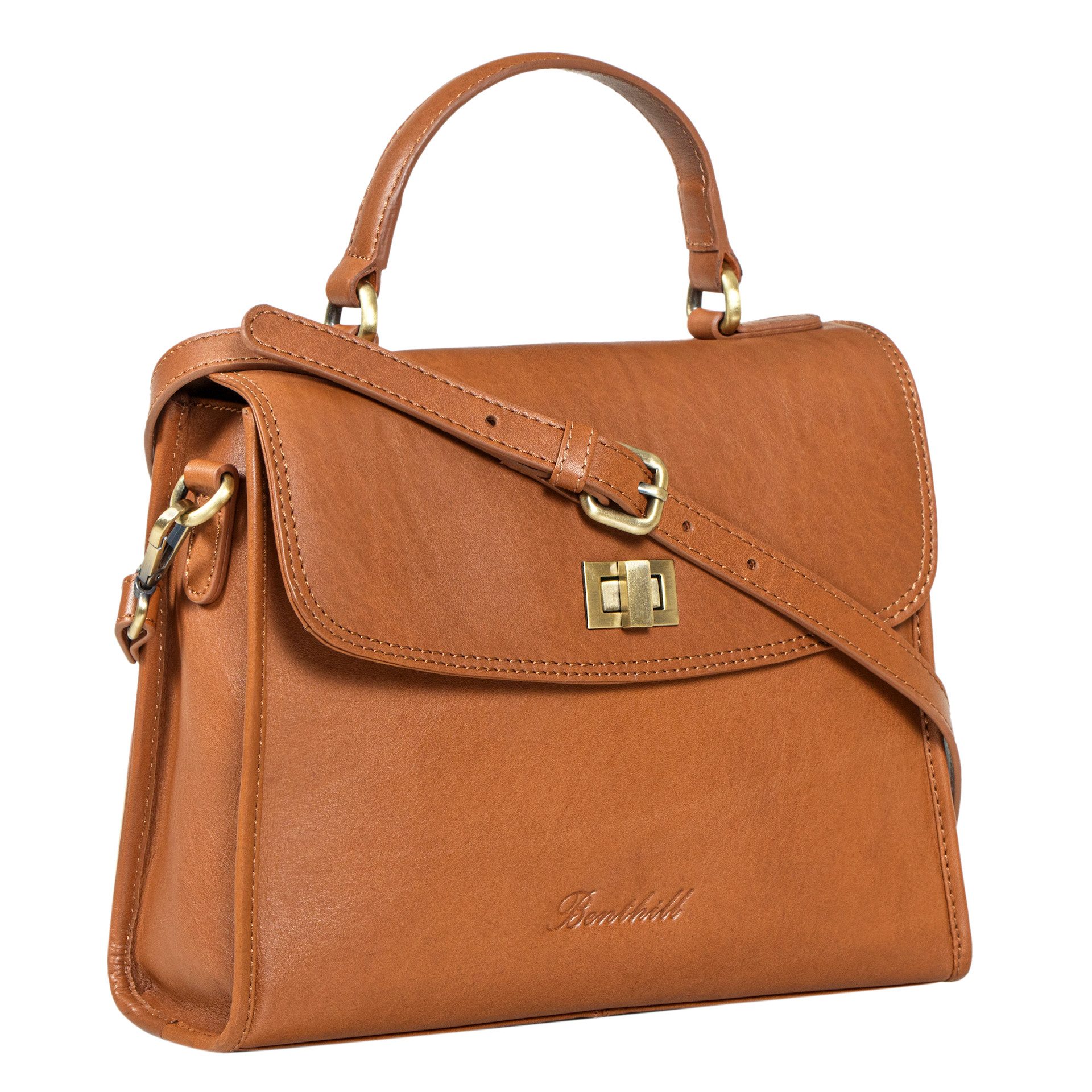 Benthill Handtasche Damen Echt Leder Handtasche Frauen Henkeltasche Vintage Schultertasche, Schultergurt / Umhängegurt Reißverschlussfach