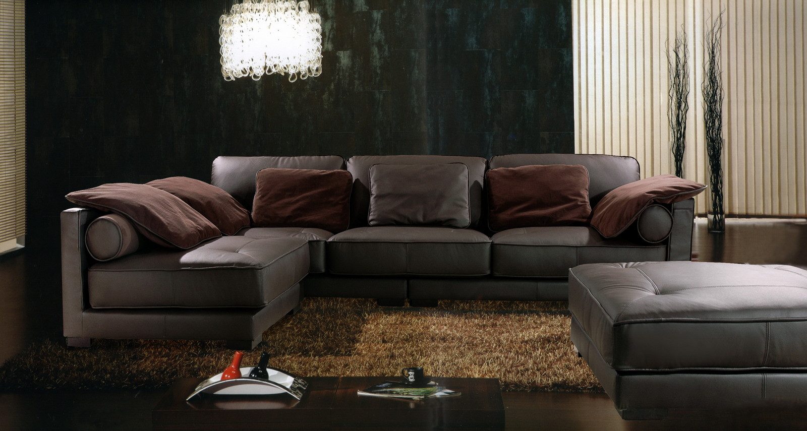 Salottini Ecksofa Ecksofa Bartolo Wohnlandschaft Leder Eckcouch, Taschenfederkern