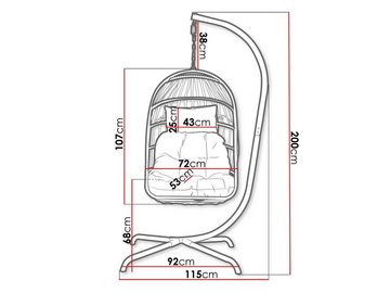 MIRJAN24 Hängesessel Gafi, Hängekorb mit Gestell und Kissen, Stahlskelett