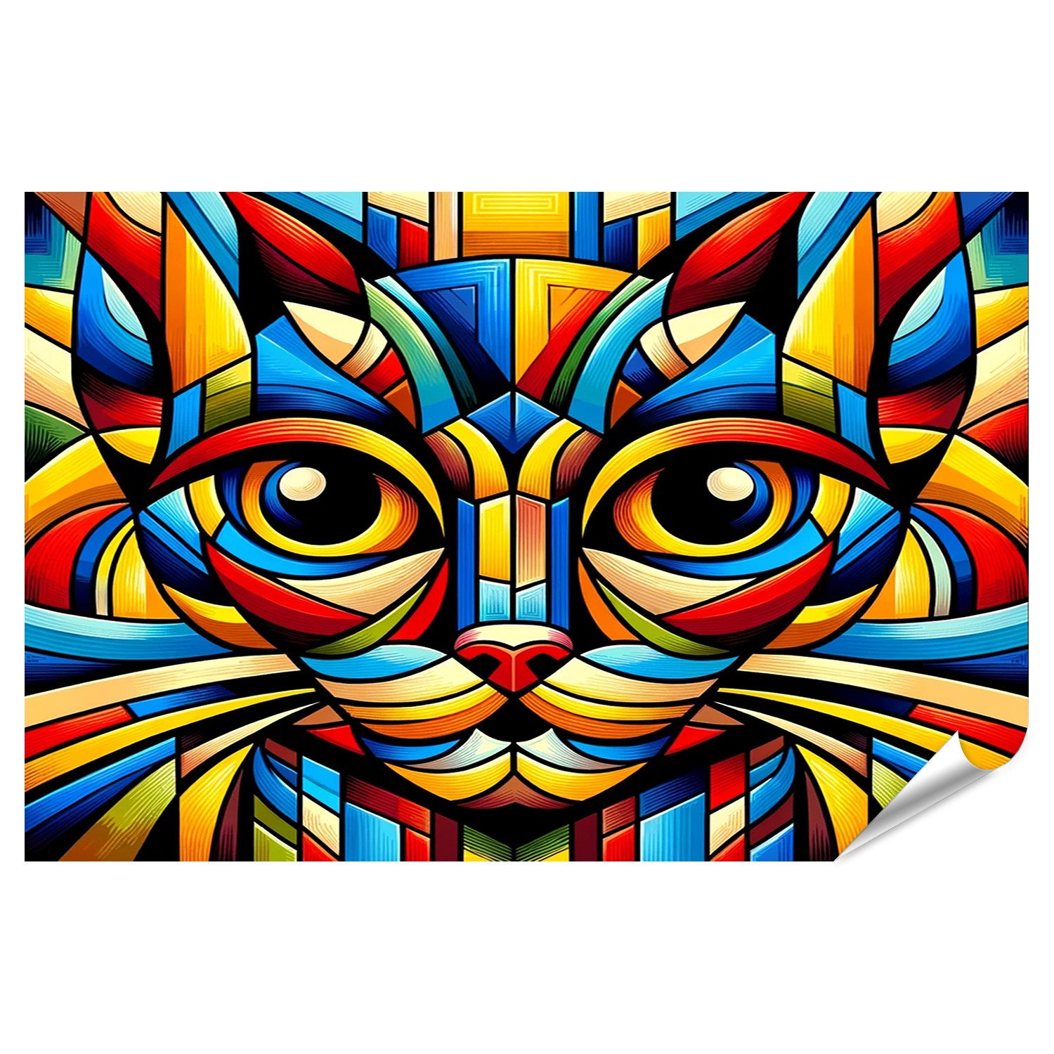 Poster Katzengesicht abstrakt geometrisch leuchtend
