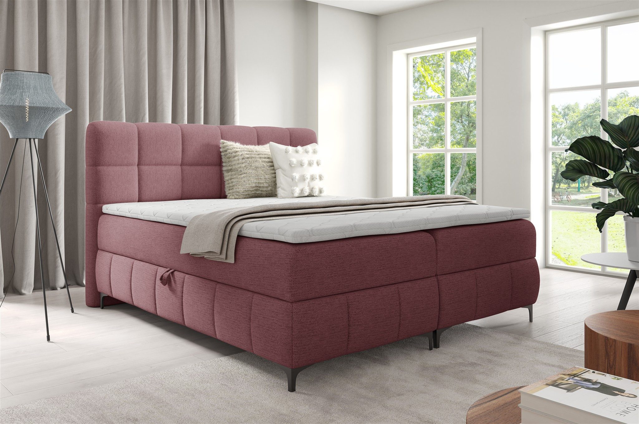 Boxbett Boxspringbett Bett Schlafzimmerbett SOPHIE in Stoff Aragon