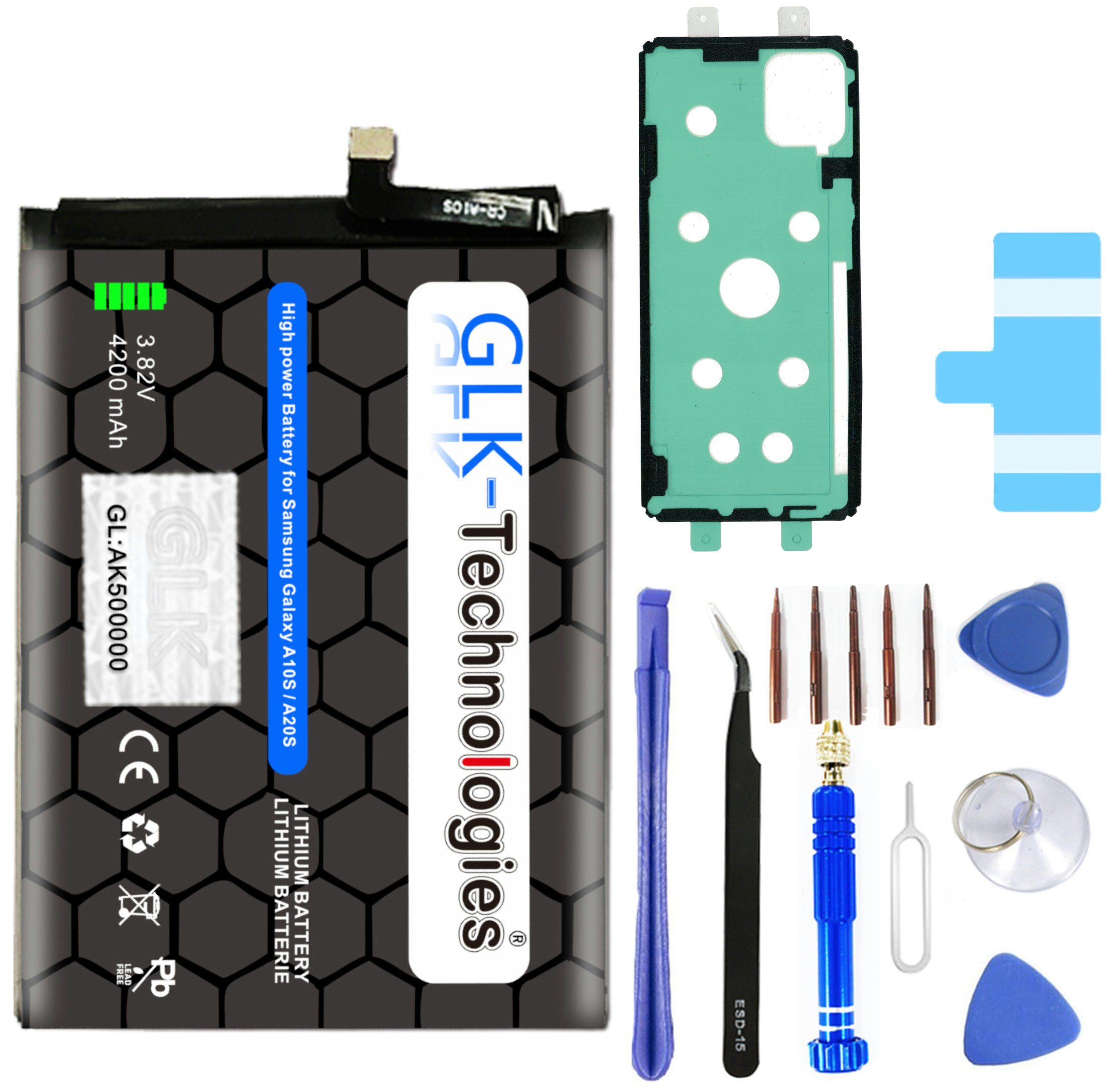 GLK-Technologies High Power Ersatzakku kompatibel Samsung Profi Set Handy-Akku mit Battery, inkl. mAh 4200 GLK-Technologies A20s NUE Werkzeug (A207F), accu, (3.8 Akku, V) 4200mAh Kit Galaxy