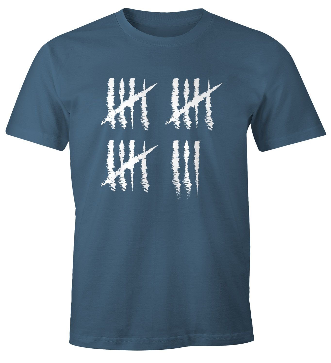 MoonWorks Print-Shirt Herren T-Shirt [object Object] Geburtstag Strichliste Striche Jubiläum Jahrgang Geschenk Alter Fun-Shirt Moonworks® mit Print 18 blau