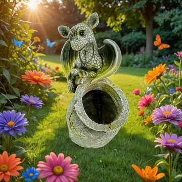 Kremers Schatzkiste Gartenfigur Gartenfigur Drachenkind mit Pflanztopf Pflanzkübel Drache Figur