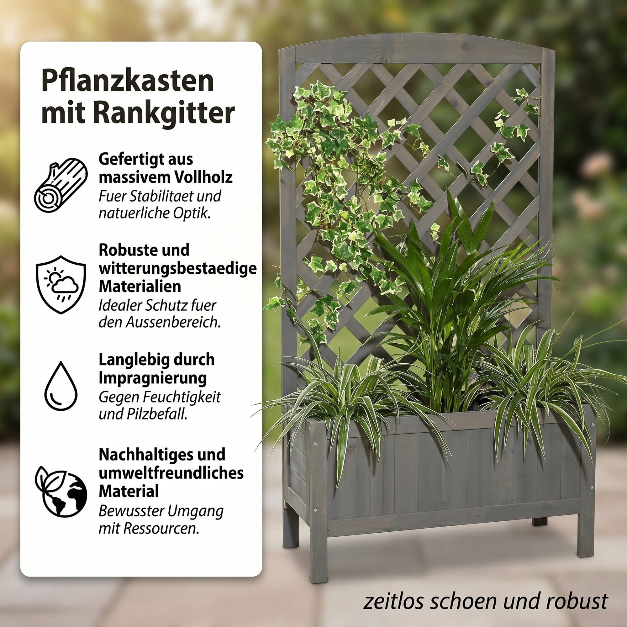 Mucola Blumenkasten Blumenkasten Rankkasten Rankgitter Rankhilfe Blumenkübel Rankgestell (Stück, 1 St., Kasten), Langlebig