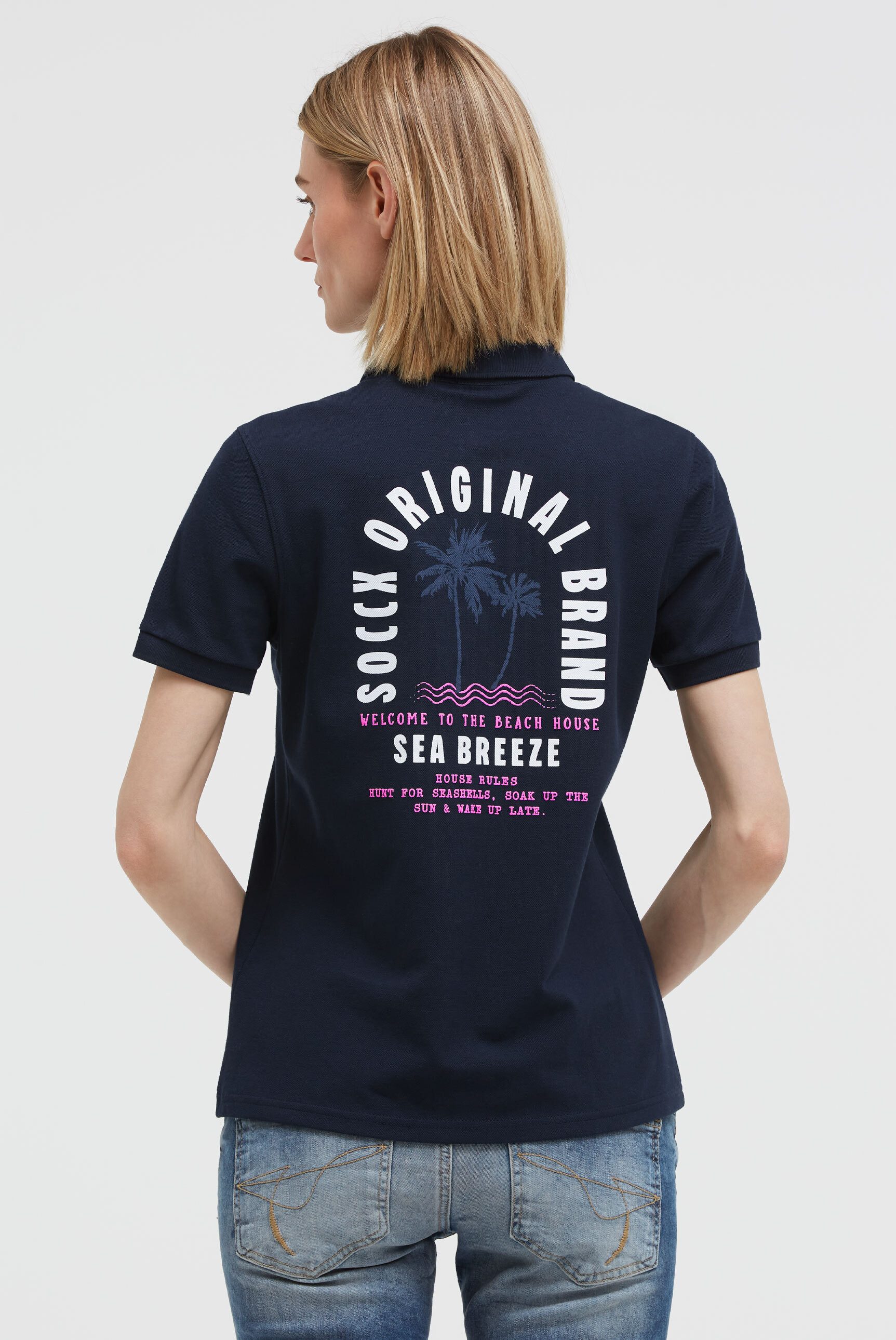 SOCCX Poloshirt mit Puff-Print