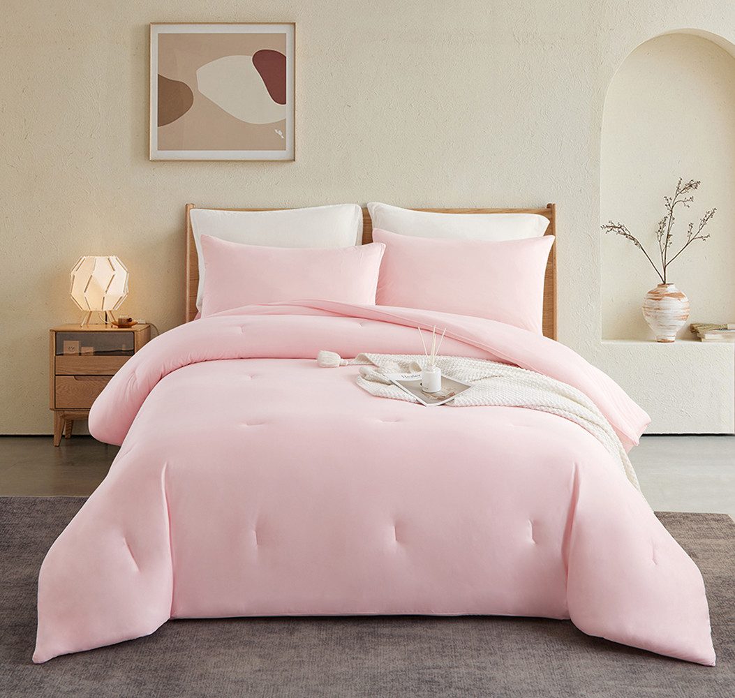 ibettertec Microfaserbettdecke Bettdecke 135x200 200x200 cm, Ganzjahresdecke,Weich und Bügelfrei, Premium Qualität, uni, mit Kissenbezüge 80x80cm