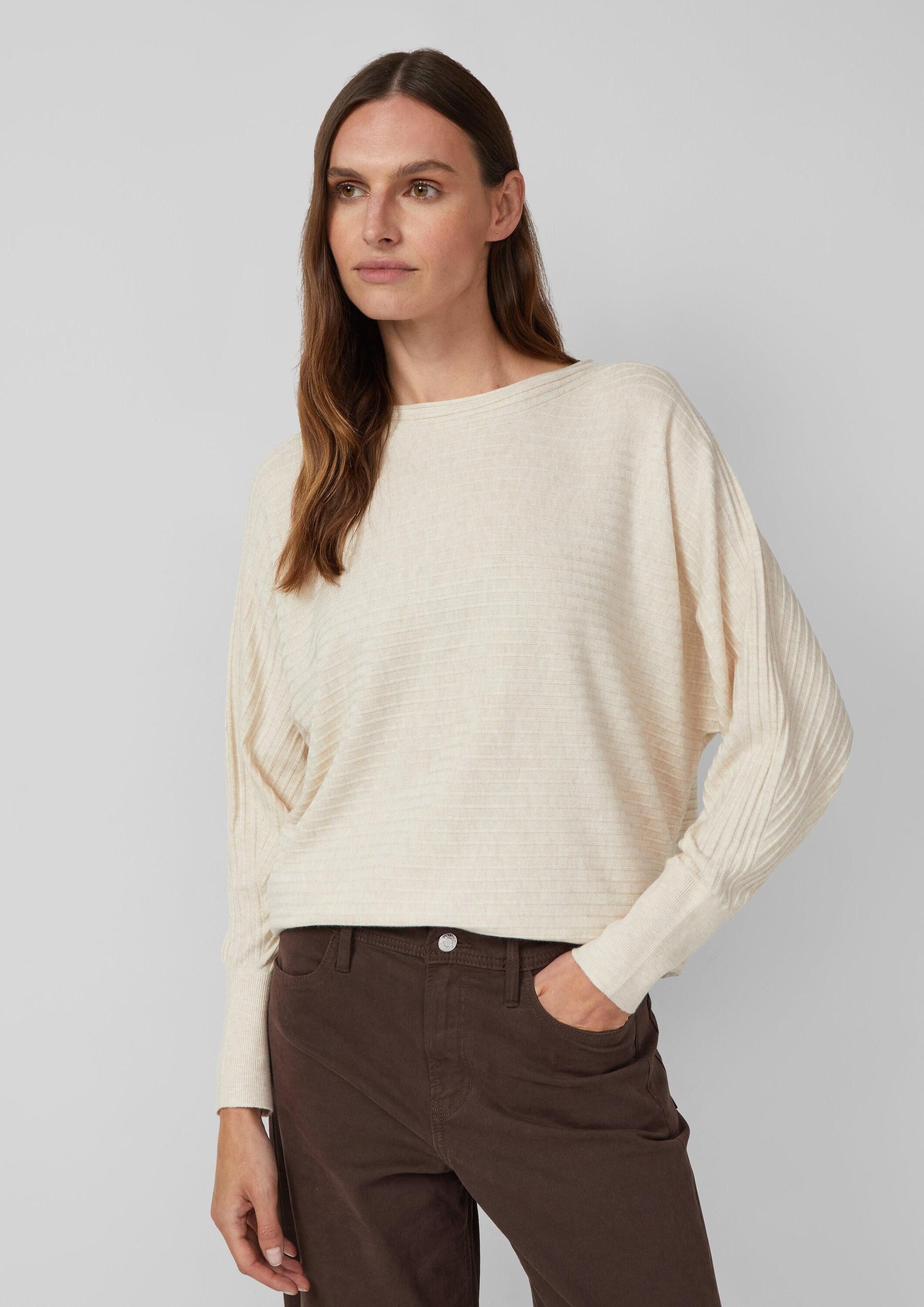 s.Oliver Longpullover Strickpullover Pullover in Rippstruktur mit Fledermausärmeln