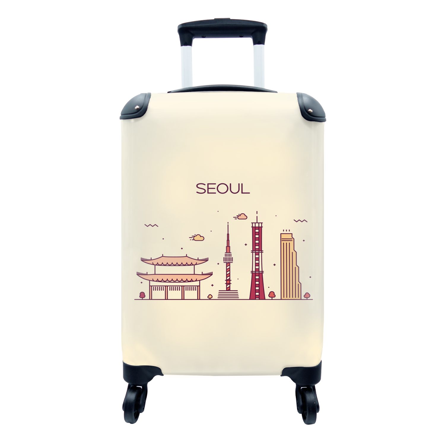 MuchoWow Handgepäckkoffer Seoul - Skyline - Südkorea, 4 Rollen, Reisetasche mit rollen, Handgepäck für Ferien, Trolley, Reisekoffer | Handgepäck-Koffer
