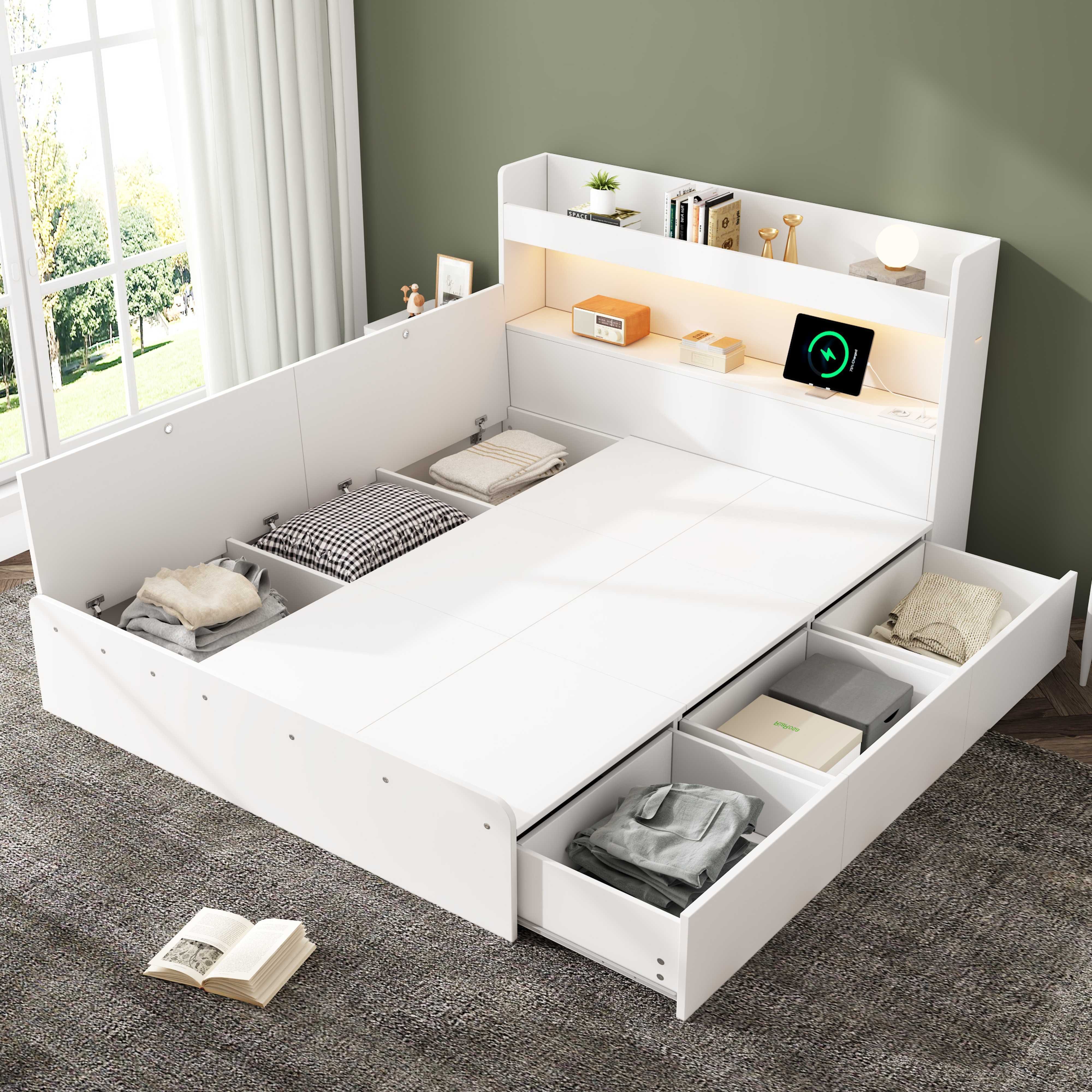 BlingBin Stauraumbett Doppelbett, Massivholzbett mit Stauraum, günstig online kaufen
