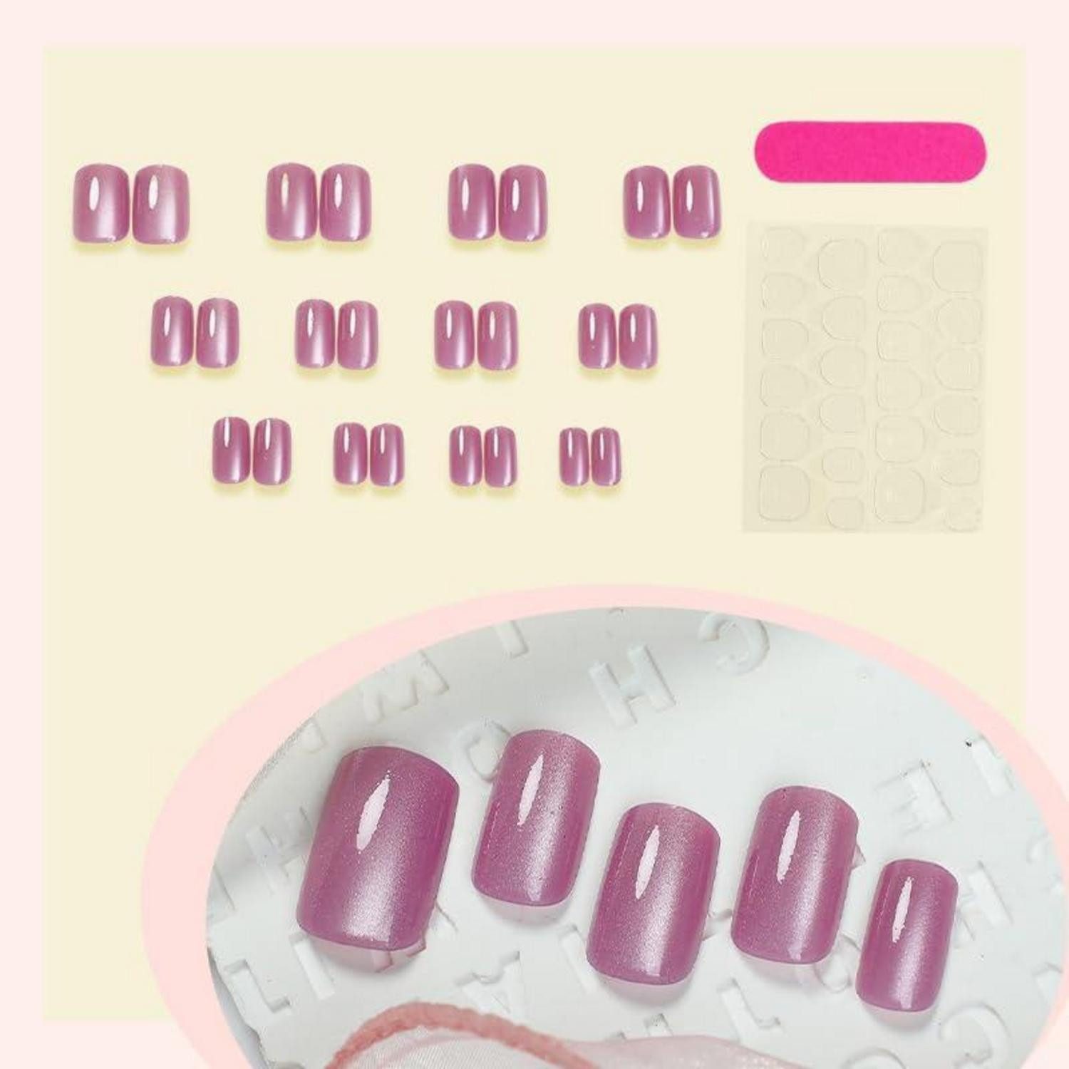 LuxusKollektion Kunstfingernägel Künstliche Fingernägel Kurz Square Magnetic Nagelkleber CA-B9