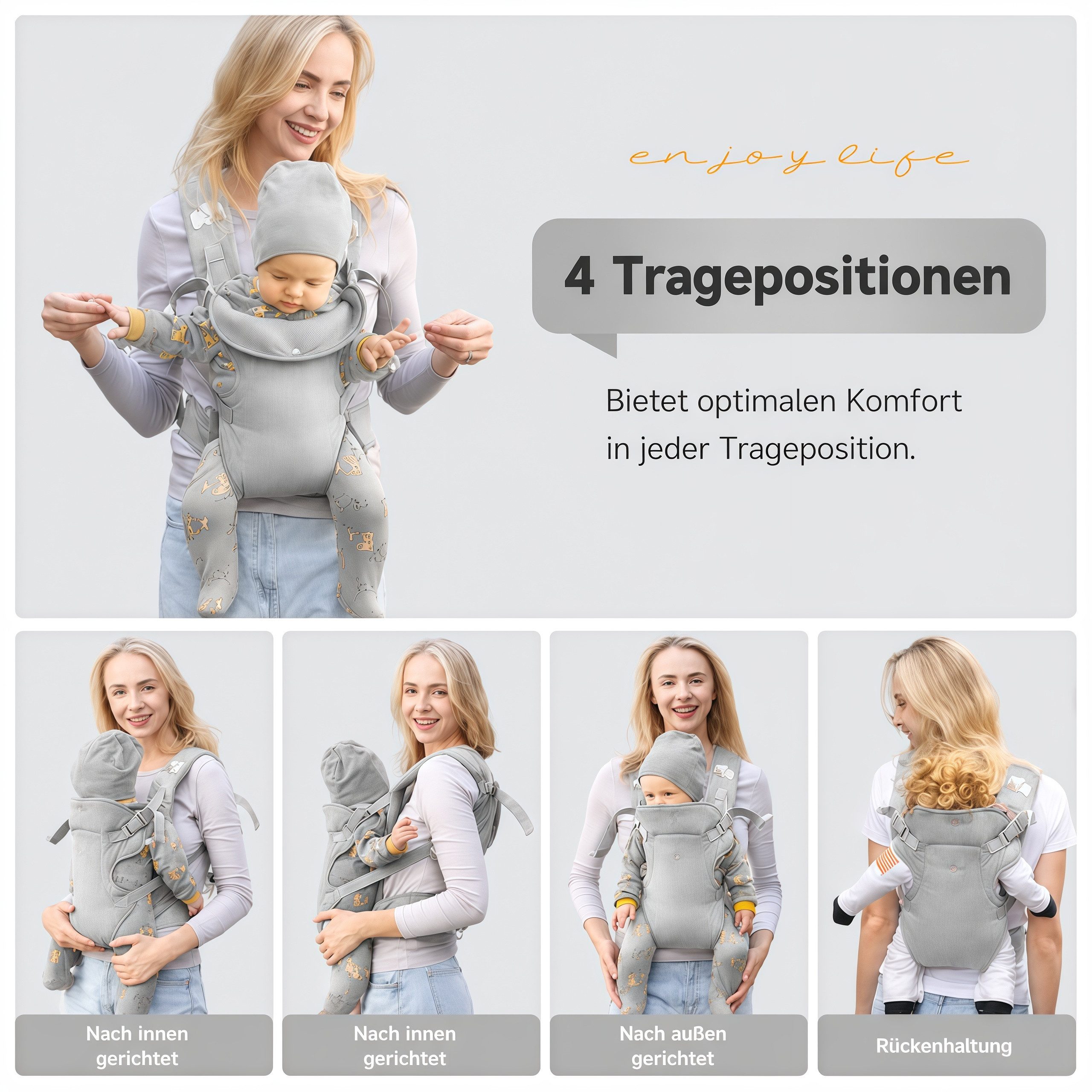 ibettertec Babytrage Babytrage,Kleinkindtrage, 2026 Neue Ergobaby Babytrage von (Neugeborenen bis Kleinkind,Tragbare Leichte Rutschfeste, Hüftsitztrage)