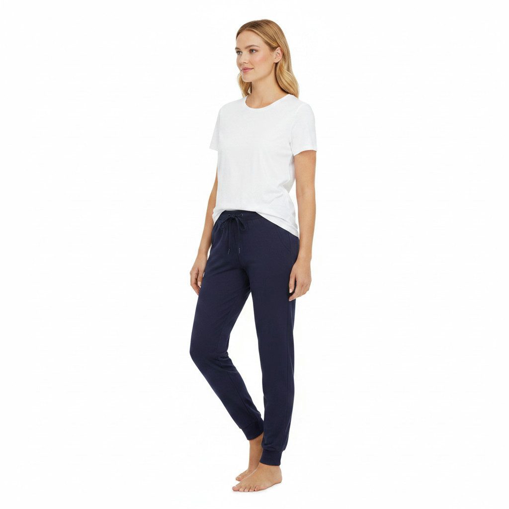 Ringella Loungepants lange Damen Loungehose mit Strickbündchen am Beinabschluss