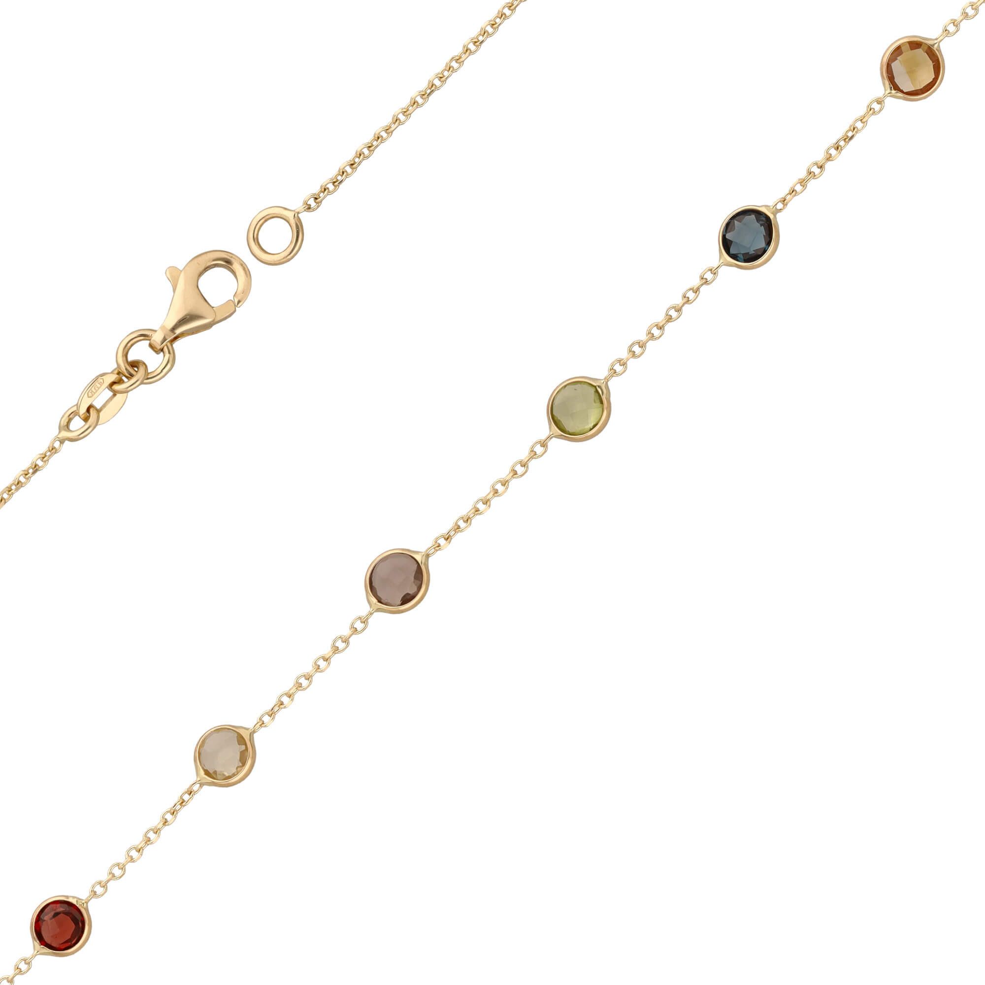 Schmuck Krone Fußkette Fußkette aus 585 Gold mit Edelsteinen 25cm, Gold 585