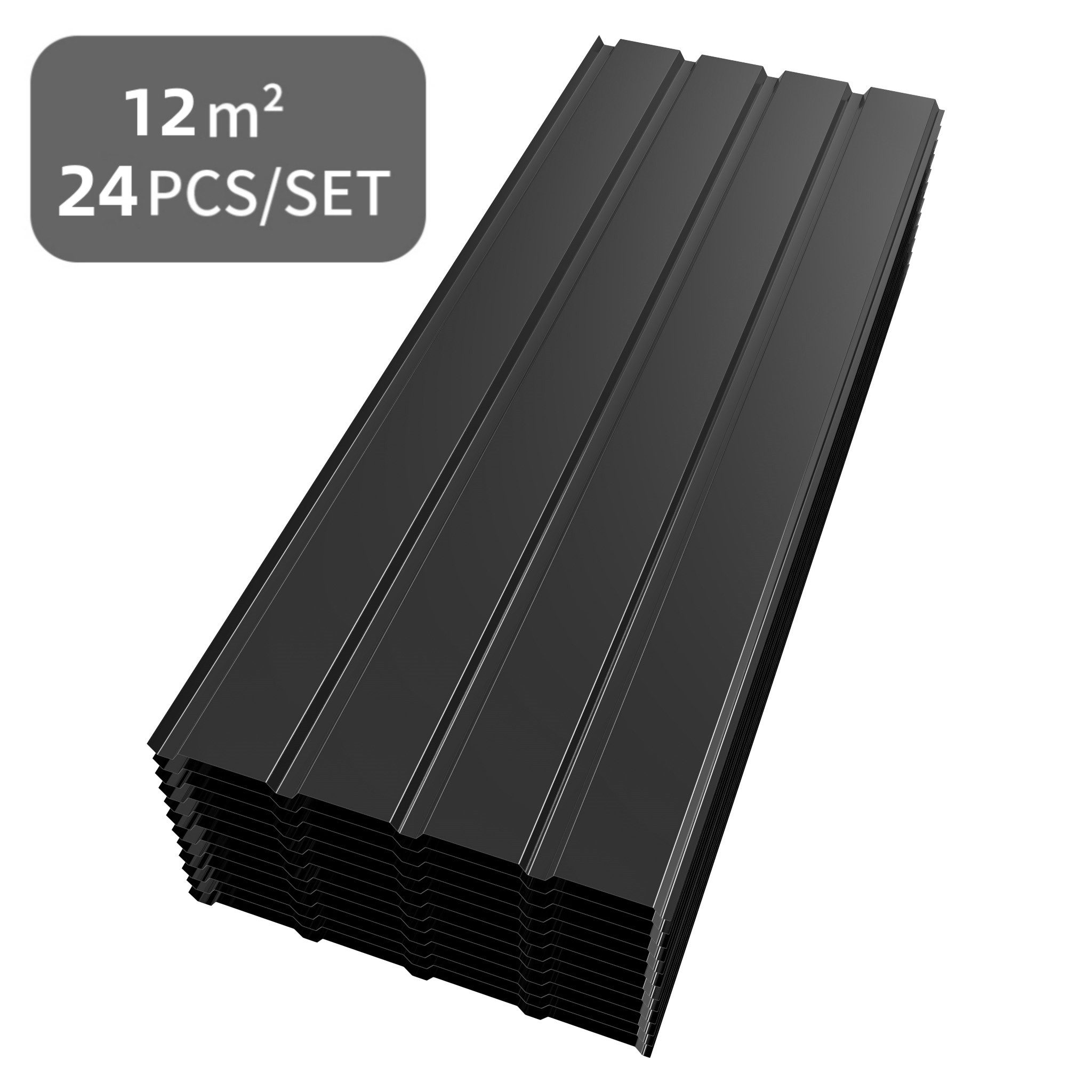 Mondeer Wellplatte Панели крыши, (24-St), Trapezblech 115cm x 45cm verzinkt Profilblech Dachblech Schwarze