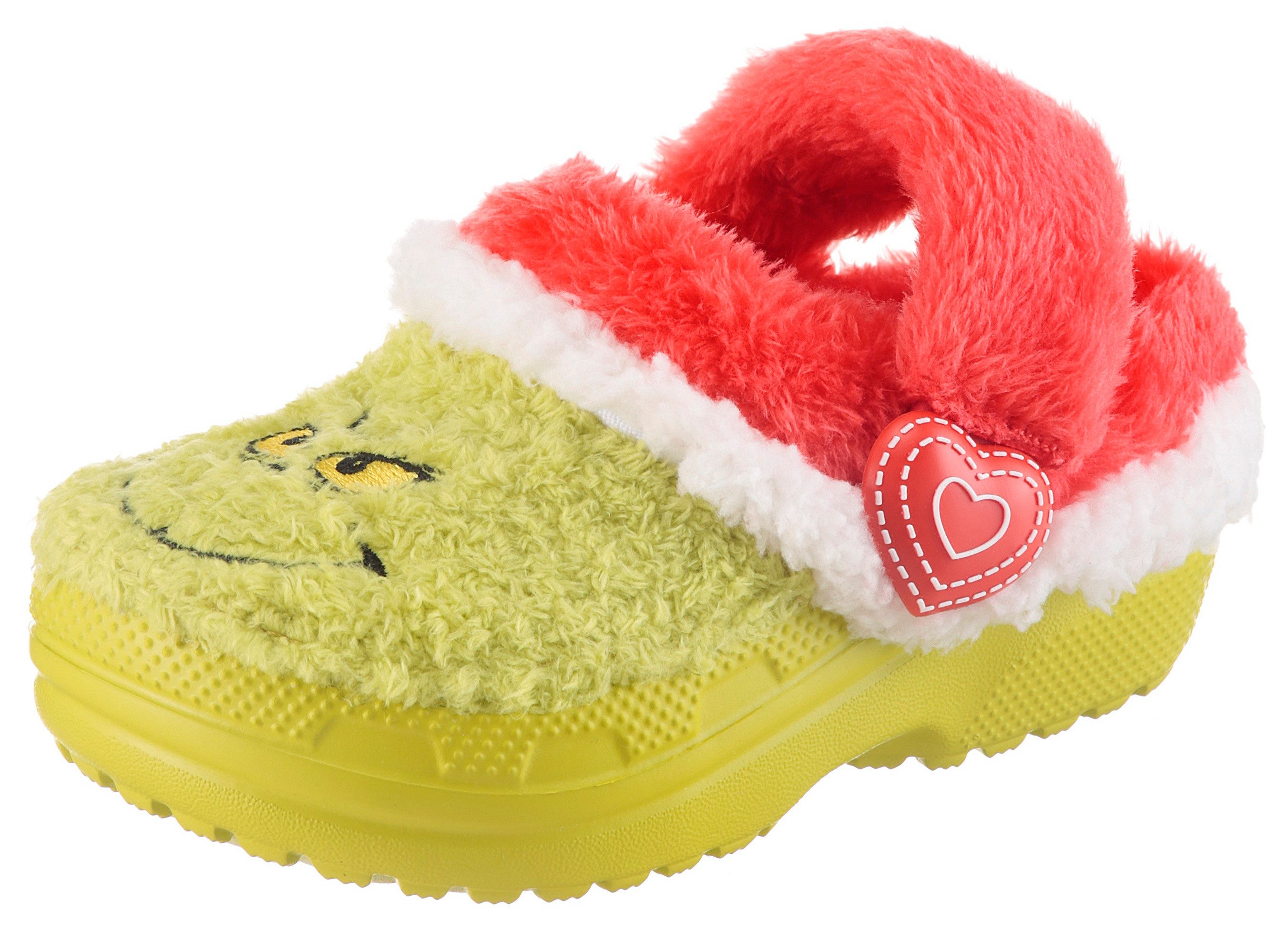 Crocs Toddler The Grinch Classic Lined Clog Clog Hausschuh, Weihnachtsschuh mit Grinch Motiv