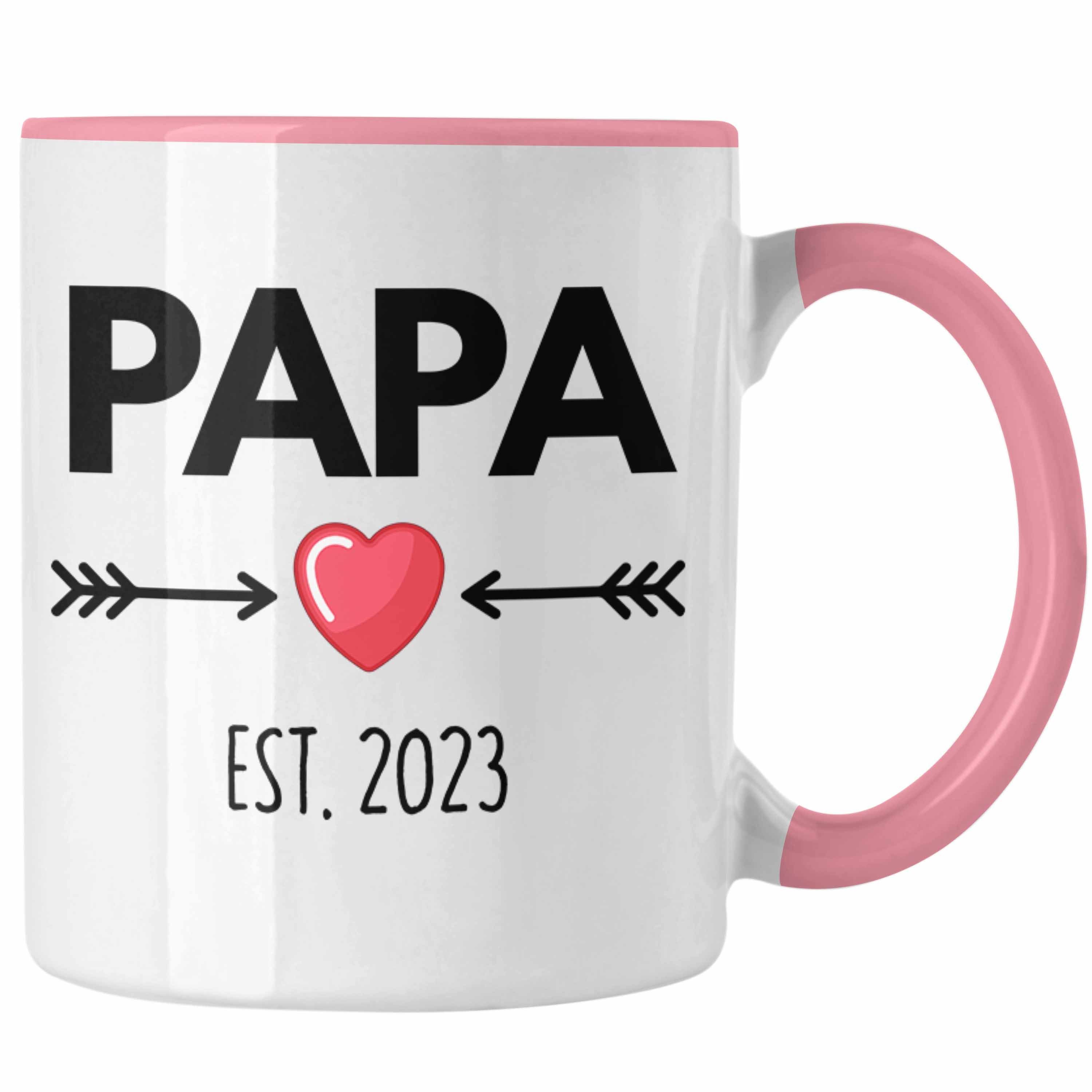 Trendation Tasse Trendation - Papa 2023 Du Wirst Papa Geschenk Schwangerschaft Rosa