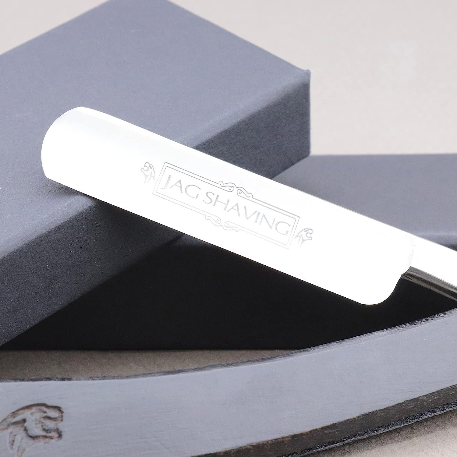 JAG SHAVING Rasiermesser Rasierhobel mit Lederetui für Friseure in Schwarz, Rasierer mit Hüllenset, 1-tlg., Professioneller Rasierer für den Friseursalon