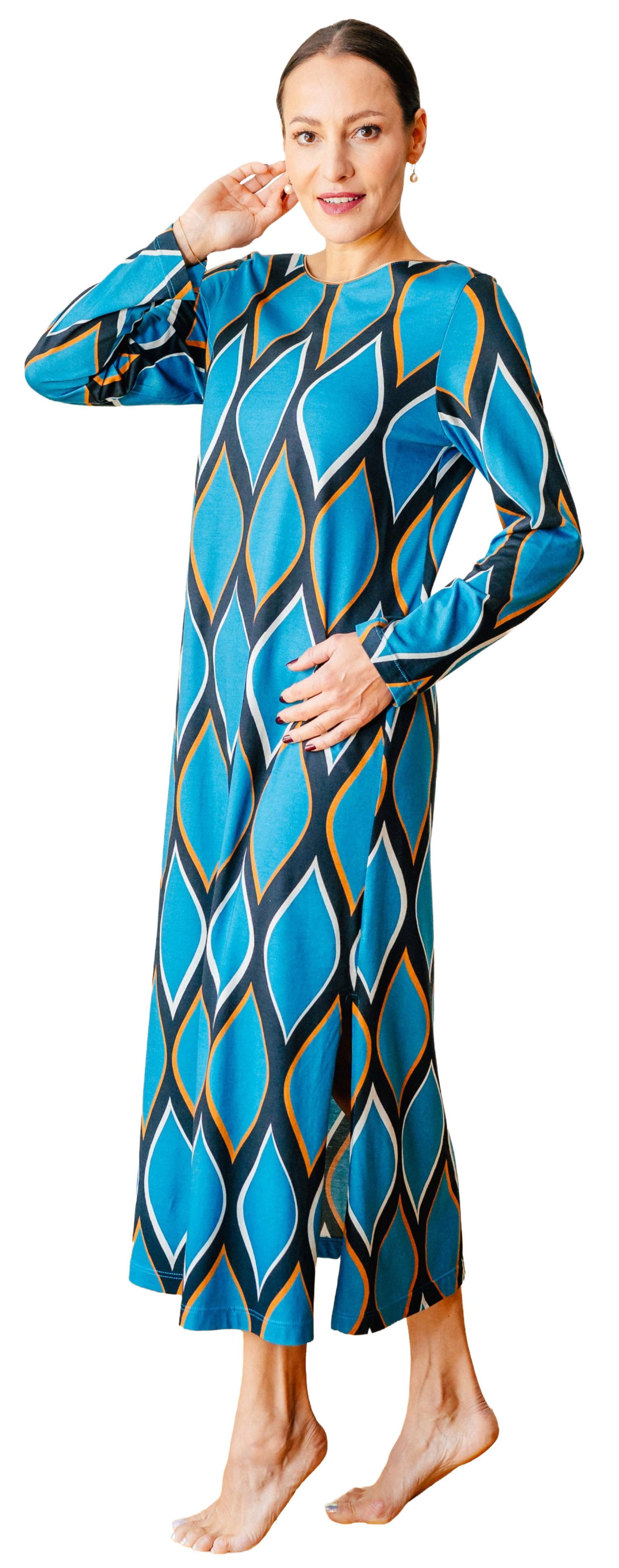 HUTSCHREUTHER Nachthemd Damen Schlafshirt lang (1-tlg) Extravagantes Design