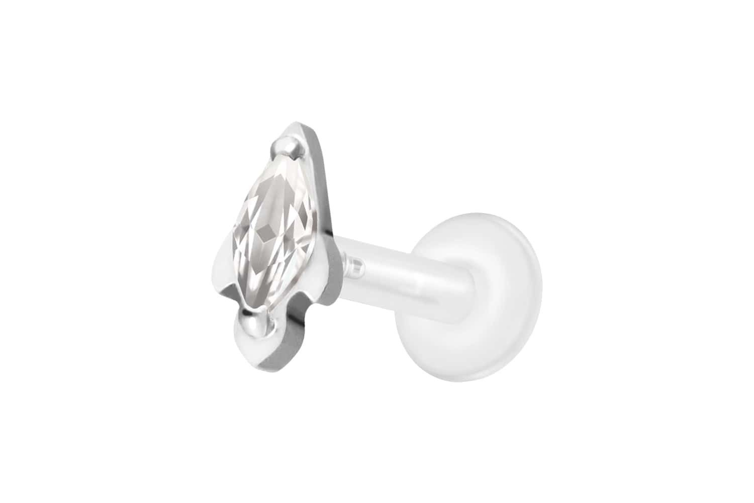 PIERCINGLINE Piercing-Set PTFE Labret mit Innengewinde + Titan-Aufsatz KRISTALLRAKETE (Labrets, 1-tlg)