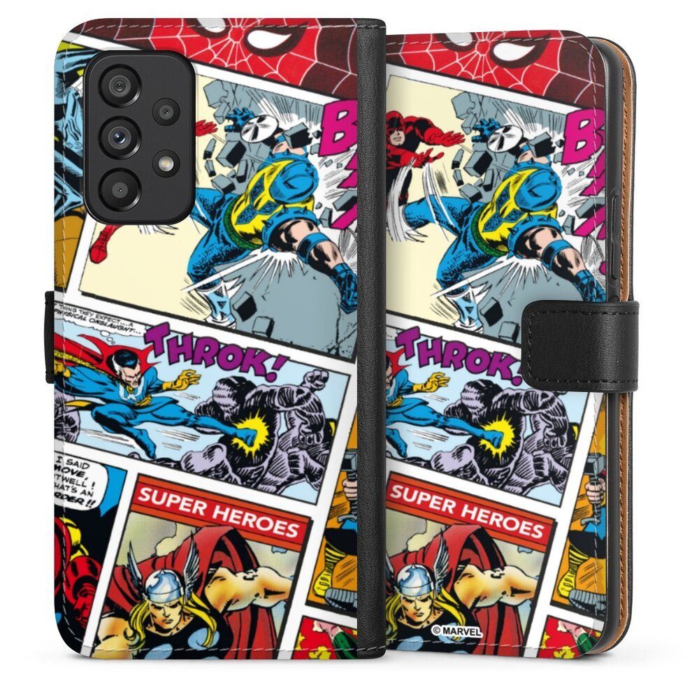 DeinDesign Handyhülle Marvel Retro Comic Blue, Samsung Galaxy A53 5G Hülle Handy Flip Case Wallet Cover