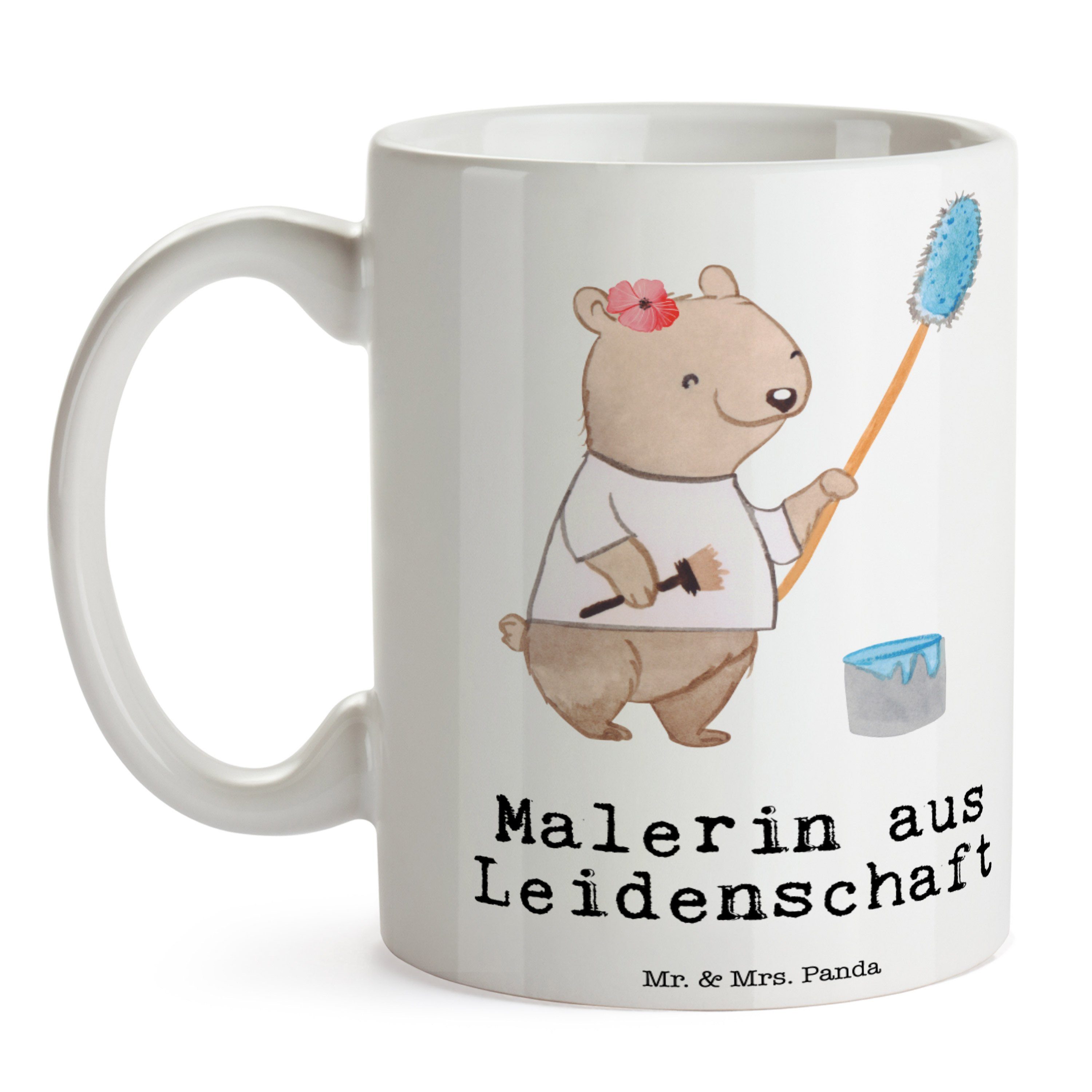 Mrs. Malerin Mr. - - Porzellantasse, Leidenschaft Weiß aus & Arbeitsko, Geschenk, Panda Keramik Tasse