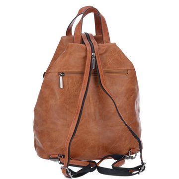 Antonio Umhängetasche Antonio Damen Freizeit Rucksack camel (Stück, Stück), Reißverschluss