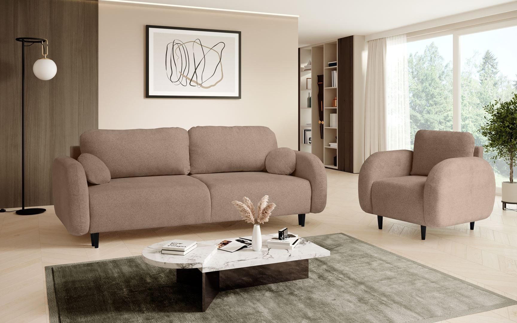 MOEBLO Polstergarnitur Carina, (Wohnzimmergarnitur Zweisitzer-Sofa Sessel günstig online kaufen
