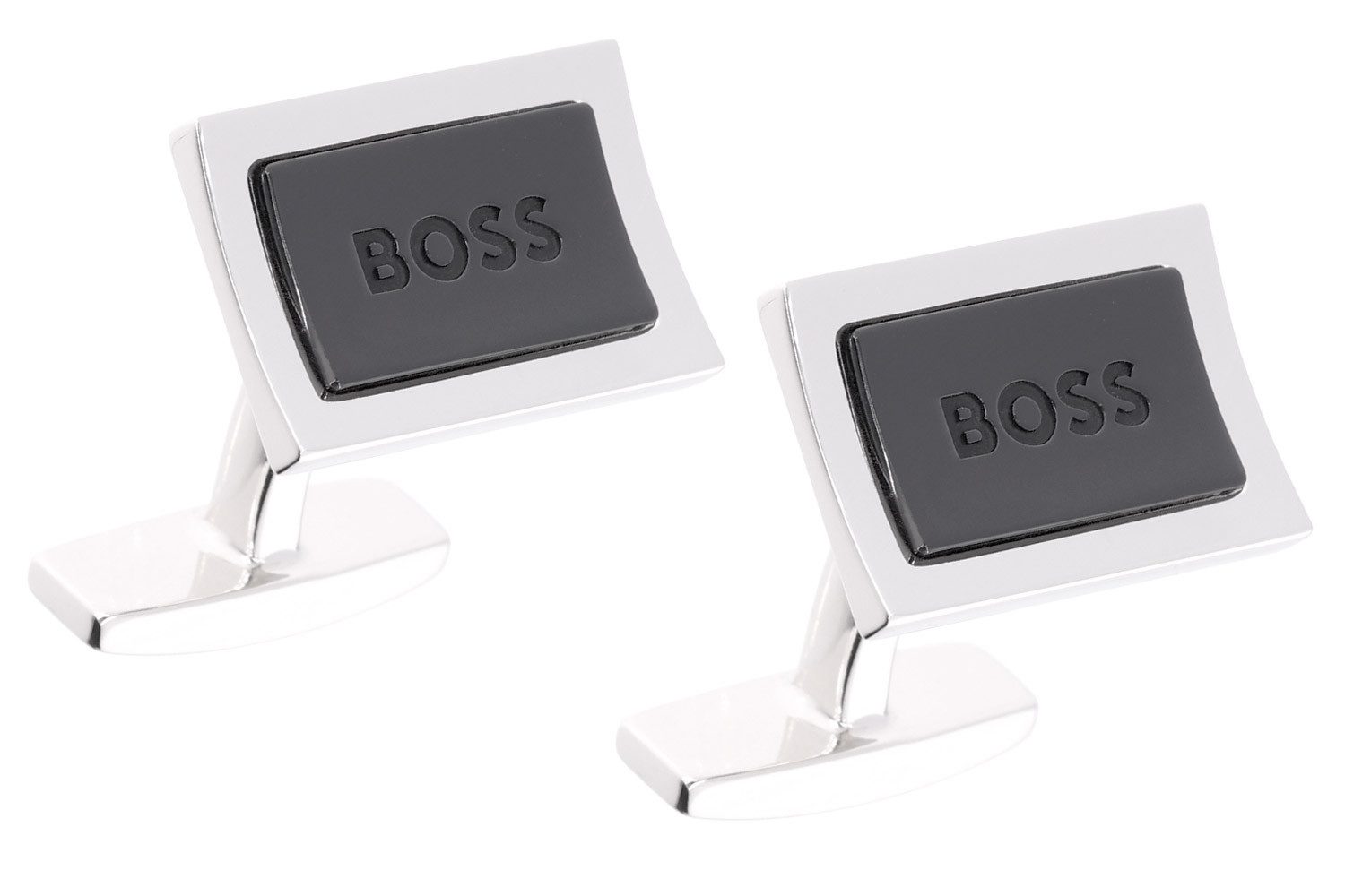 BOSS Manschettenknöpfe Schwarz/Silber B-Handle-Cuf