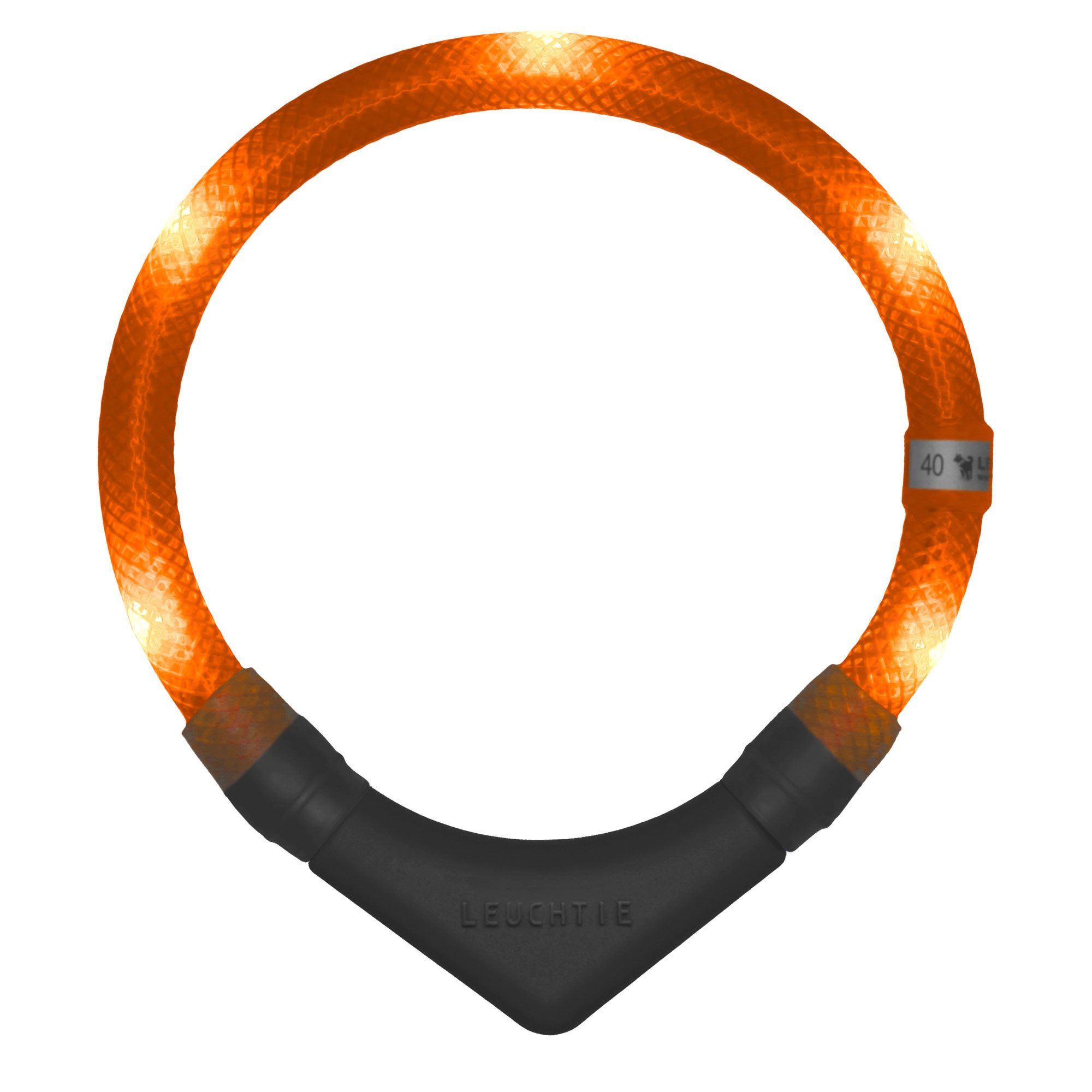 LEUCHTIE Leuchthalsband LEUCHTIE Plus Bewegungssensor sunset-orange 47,5, LED-Halsband für Hunde – mit AAA-Batterien, bis zu 100 h Leuchtdauer