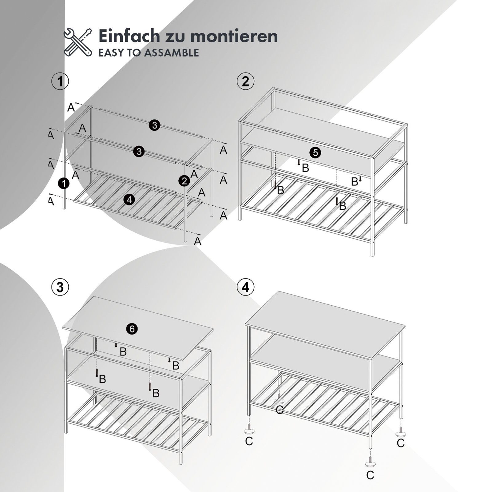 1 vielseitig Ebenen, Holzebenen & 3 Gitterebene Standregal 2 Karat Dallas, einsetzbar,