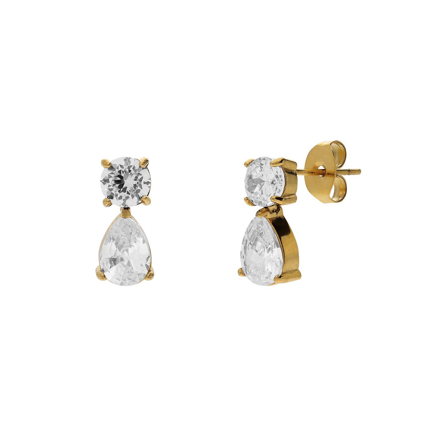 LUCARDI Paar Ohrstecker Ohrring - Stahl - Gold - Zirkonia - Damen